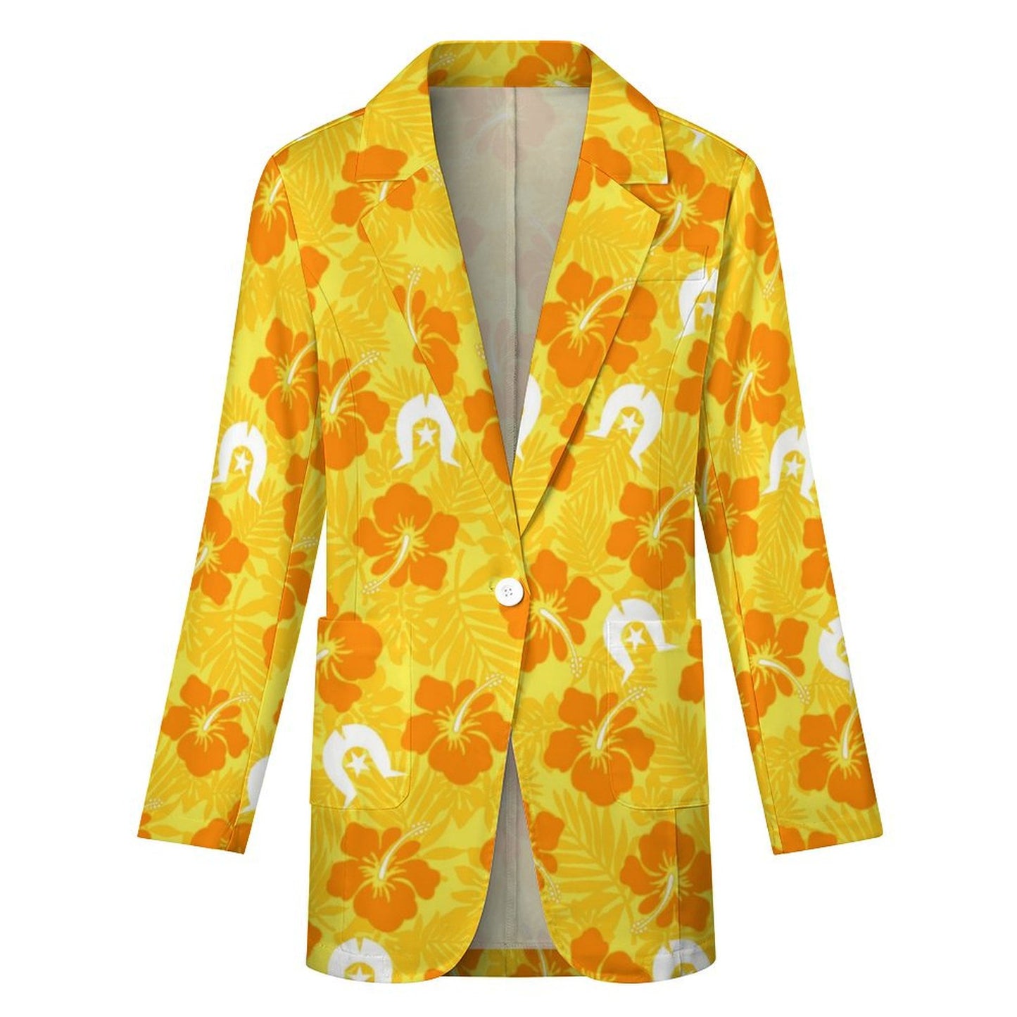 Hibiscus flowers with Dhari (Gold) on Women's Blazer