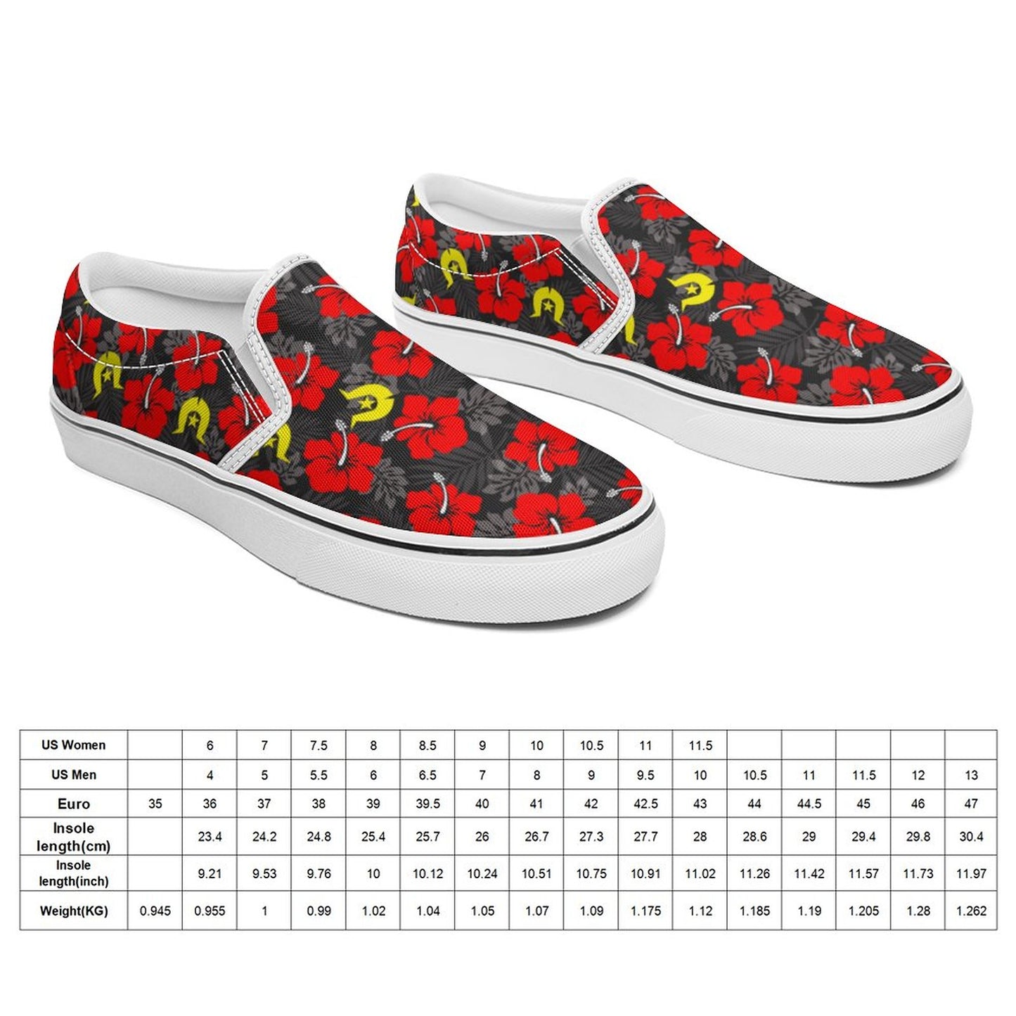 Royal Red Hibiscus with Yellow Dhari on Canvas Shoes for Teenagers