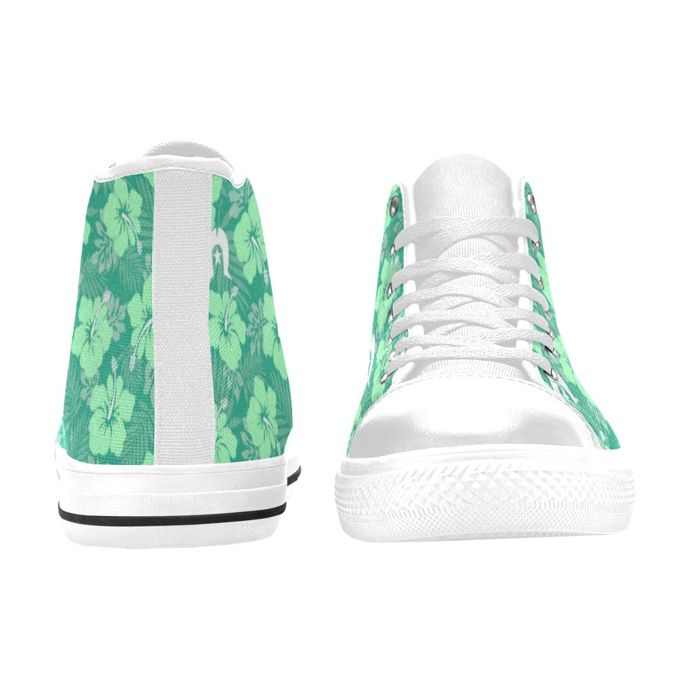 Hibiscus flowers with Dhari (Royal mint) on Women's High Top Canvas Shoes