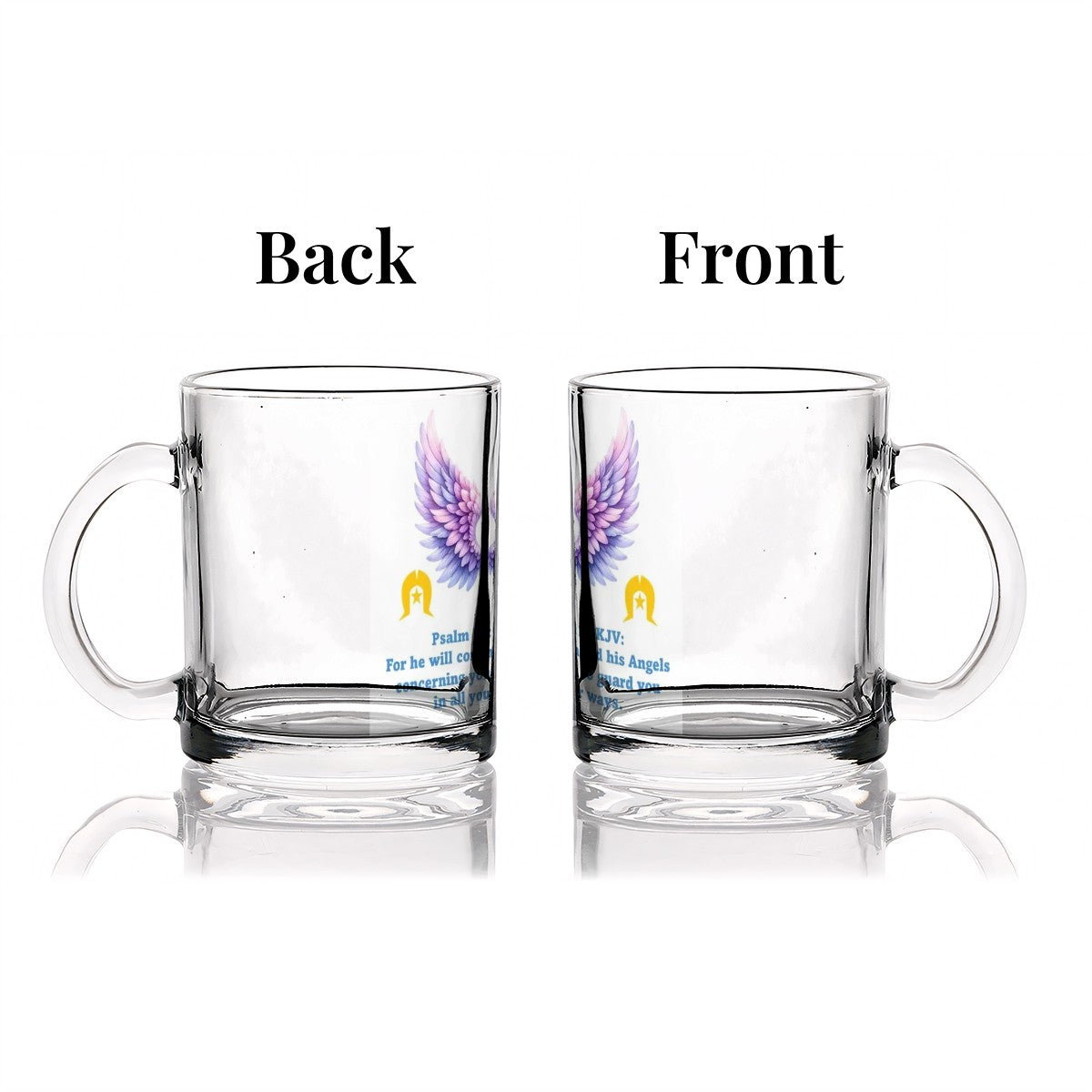 Bible Psalm on Angels with Dhari on Glass Coffee Cups (12oz)
