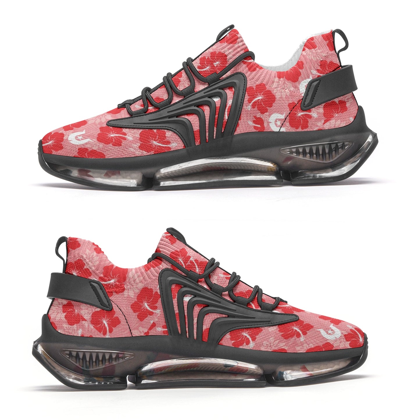 Hibiscus flowers with Dhari (Royal Pink) on Unisex Low Top Mesh Sneakers