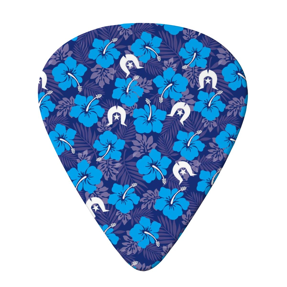 Hibiscus flowers with Dhari (Royal blue) on Guitar Picks 6 pcs