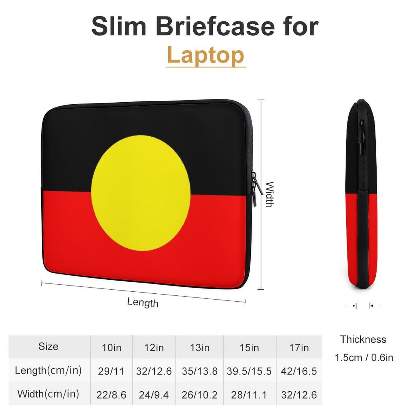 Aboriginal Flag on Laptop Case (1 Picture on 2 Sides)