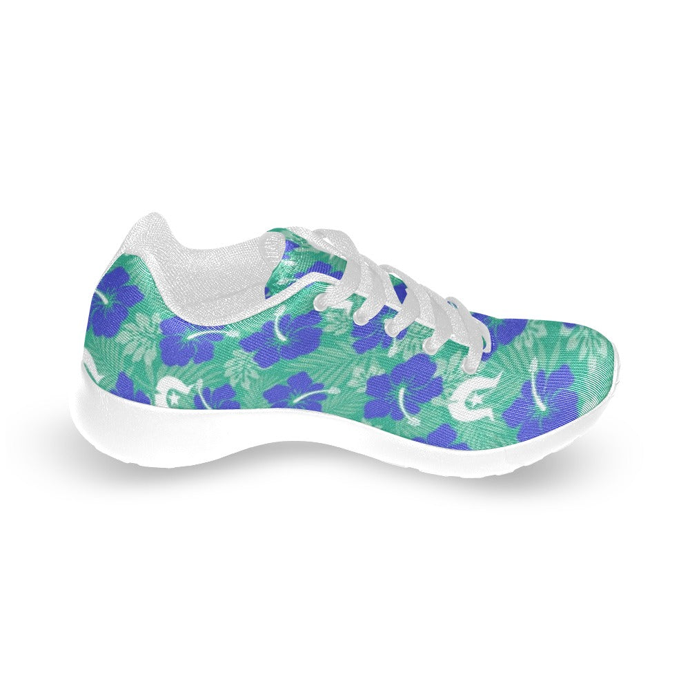 Royal Blue Hibiscus flowers with Dhari on Kid's Sneakers