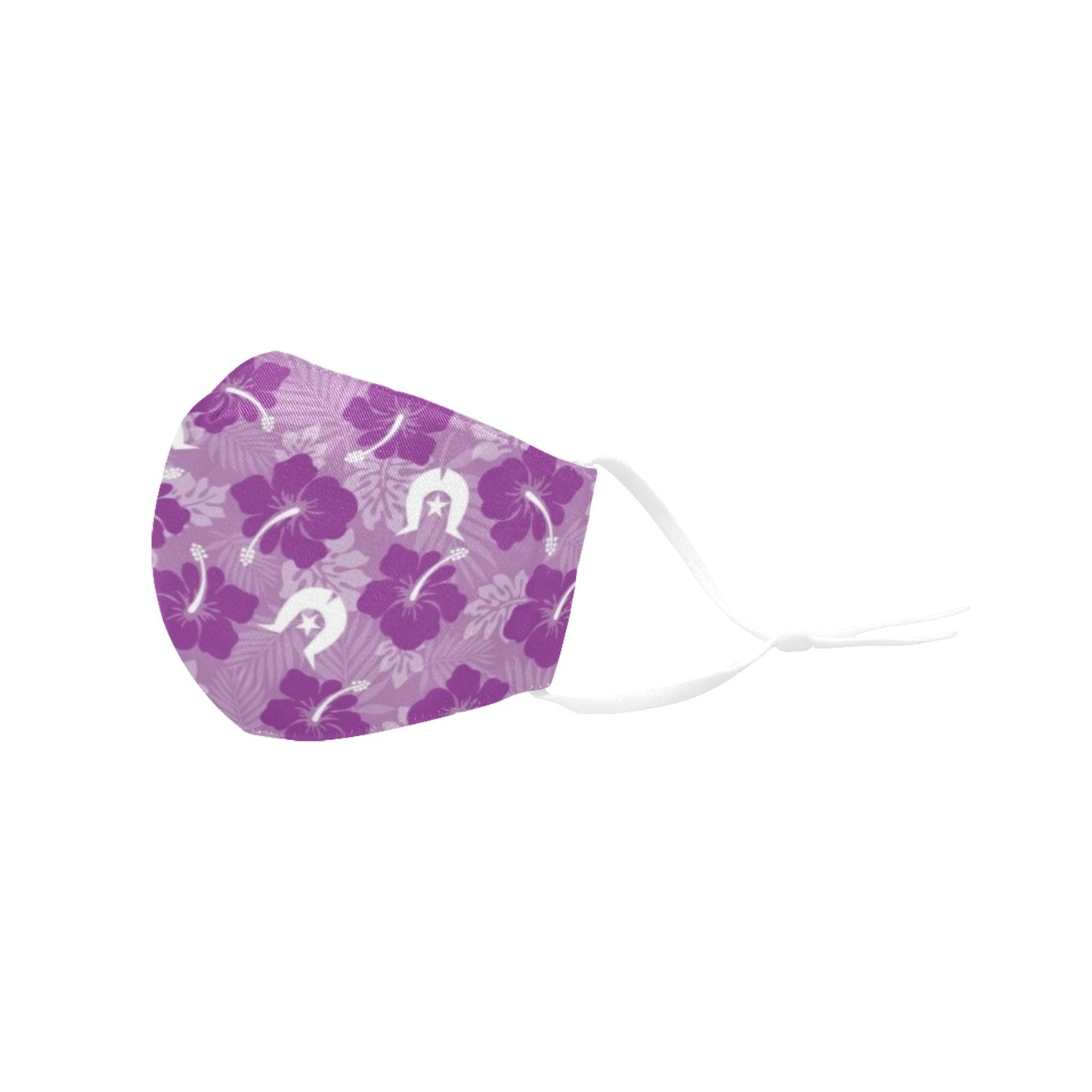 Hibiscus flowers with Dhari (Royal purple) on Face mask with Drawstring (Pack of 50)