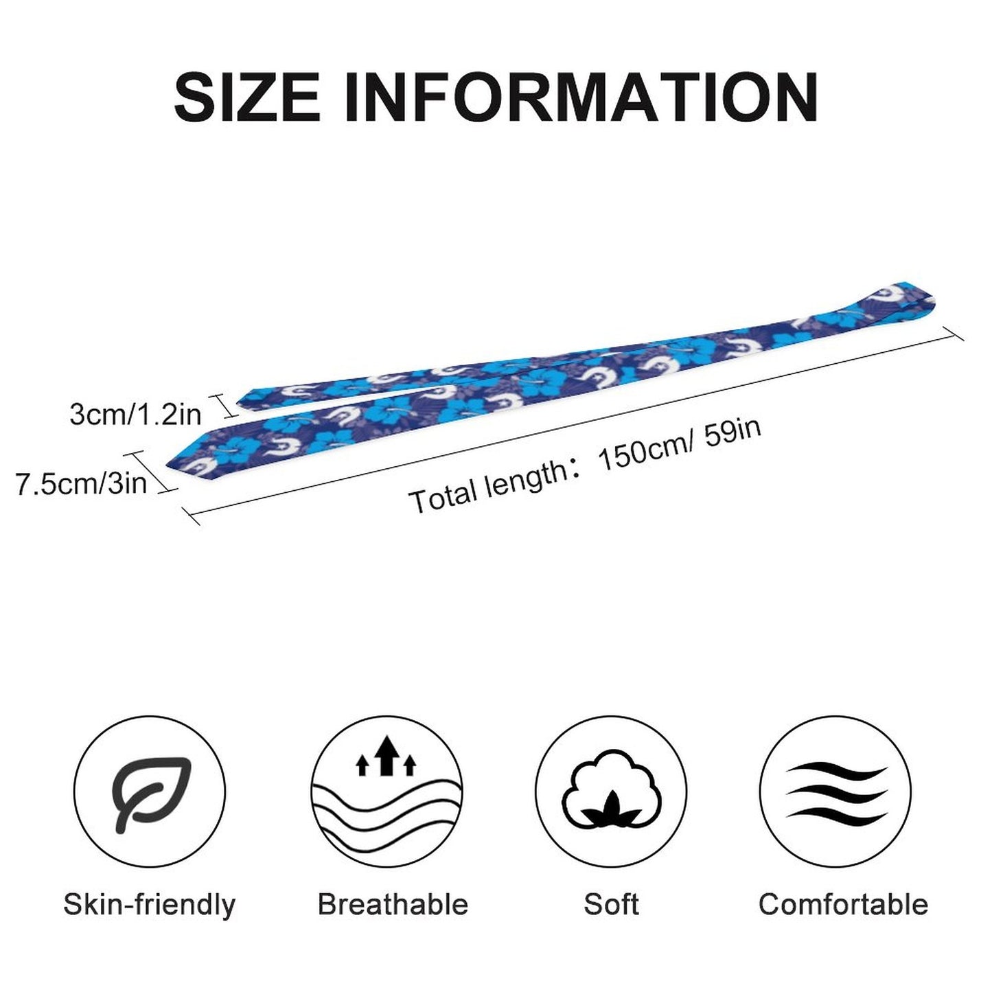 Hibiscus flowers with White Dhari (Royal blue) on Men's Formal Tie