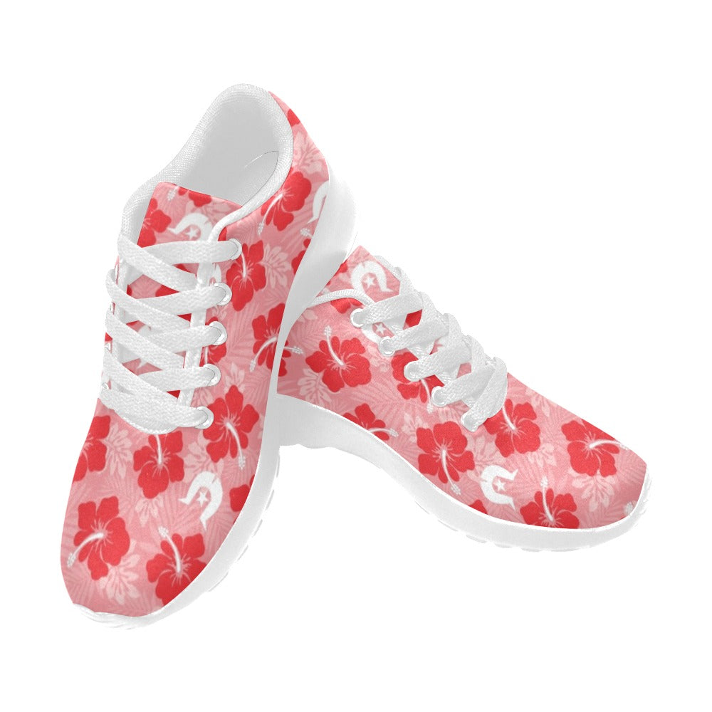 Hibiscus flowers with Dhari (Royal Pink) on Kid's Sneakers