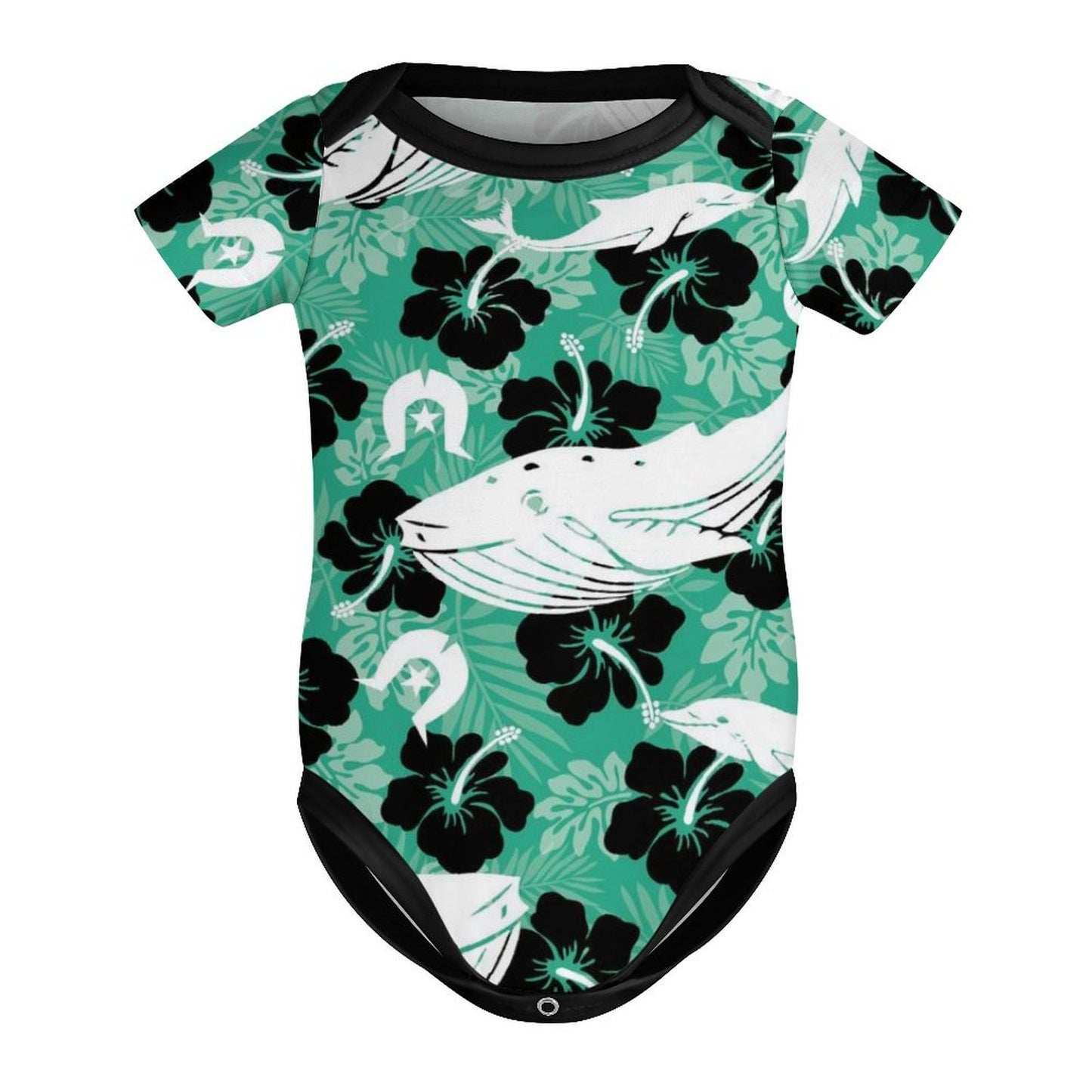 Black Hibiscus with Whale, Dolphin and Dhari on Climbing Suit