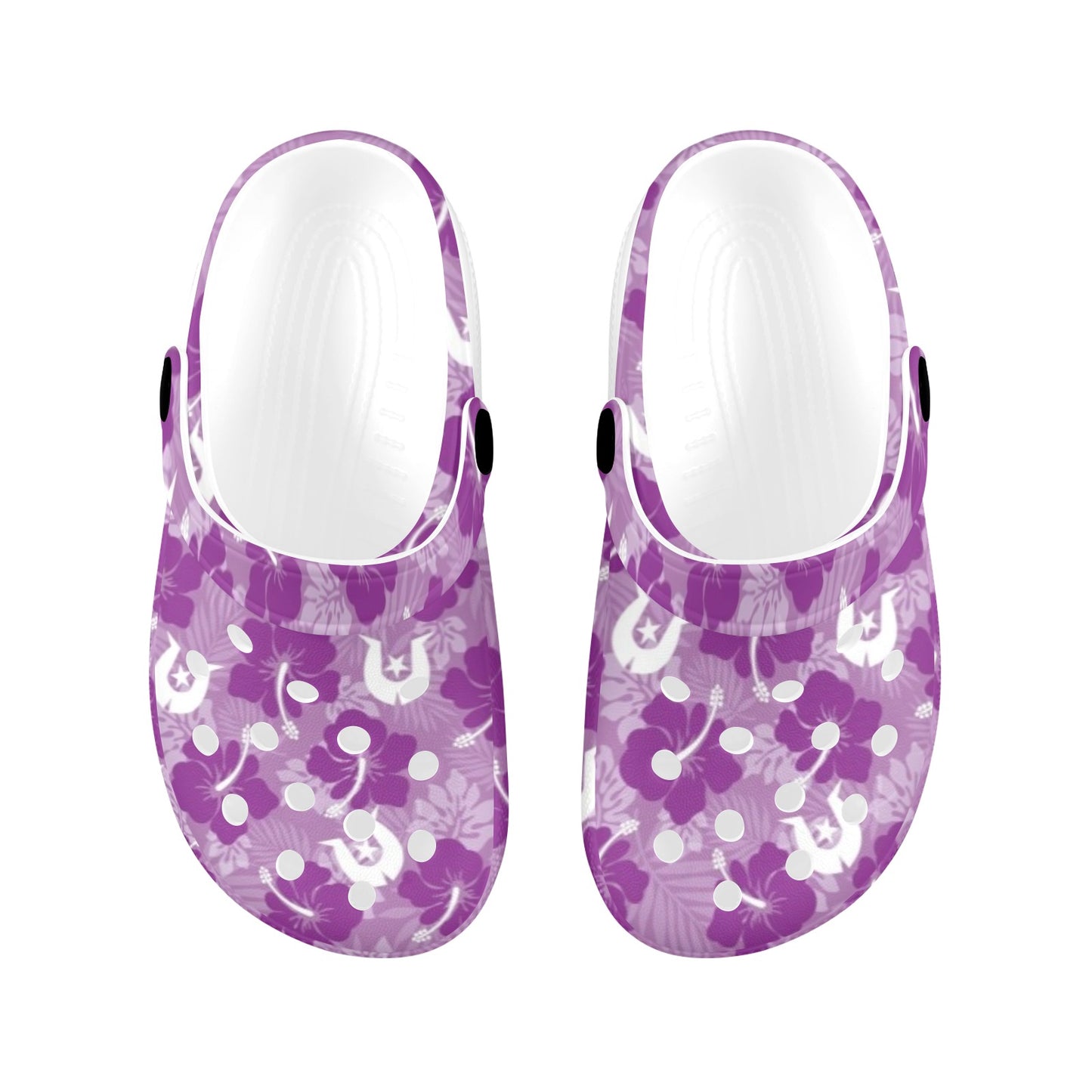 Hibiscus flowers with Dhari (Royal purple) on Kids Clogs