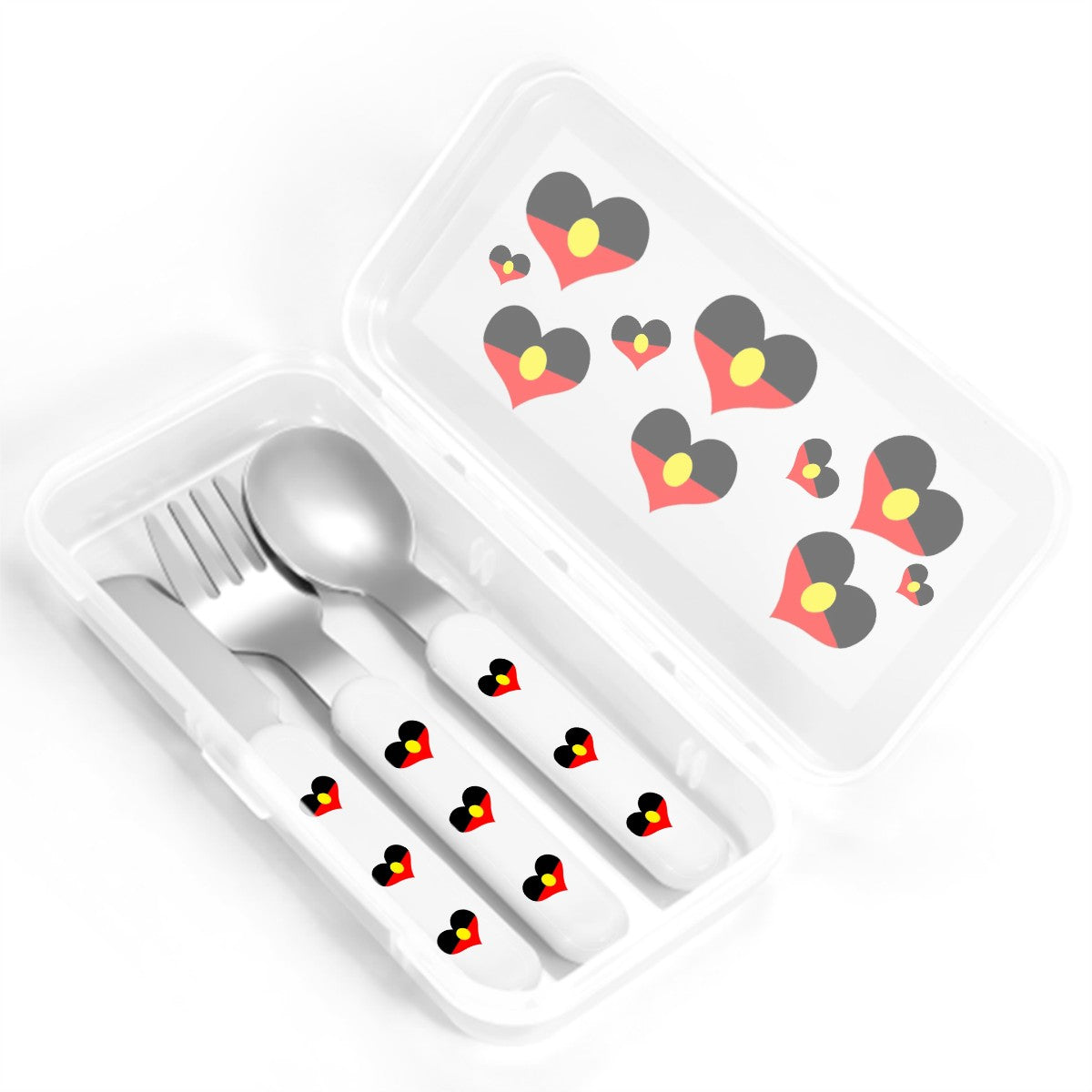 Heart-shaped Aboriginal Flag on Kids Cutlery Set Straight Handle