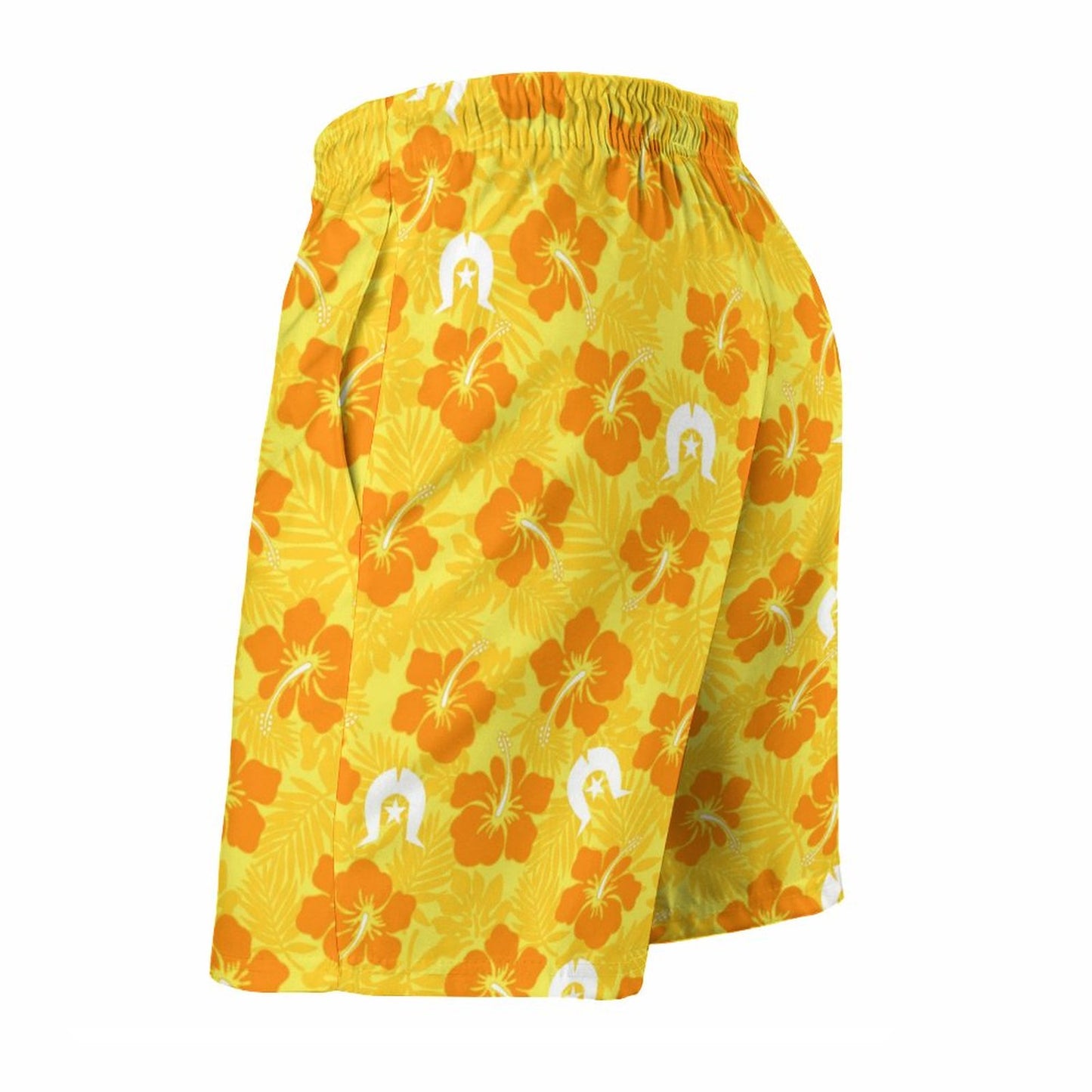 Hibiscus flowers with Dhari (Gold) on Men's Board Shorts