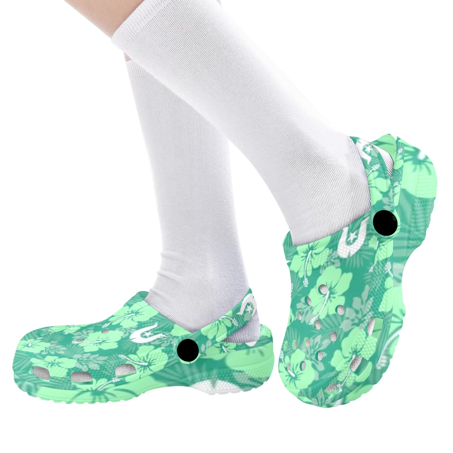 Hibiscus flowers with Dhari (Royal mint) on Kids Clogs