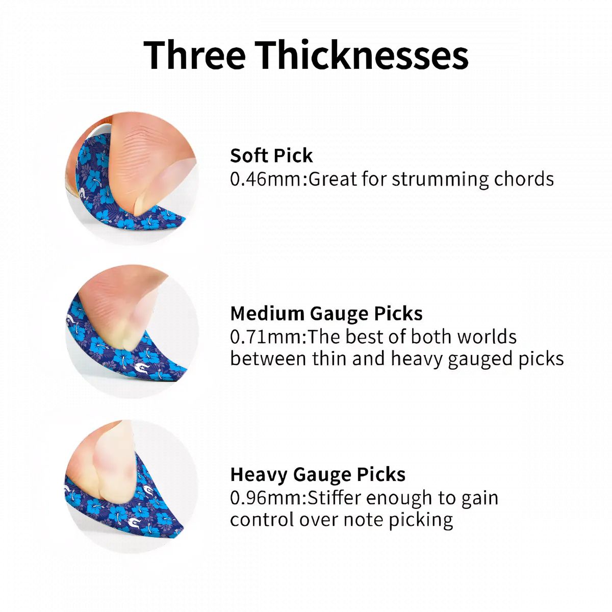 Hibiscus flowers with Dhari (Royal blue) on Guitar Picks 6 pcs