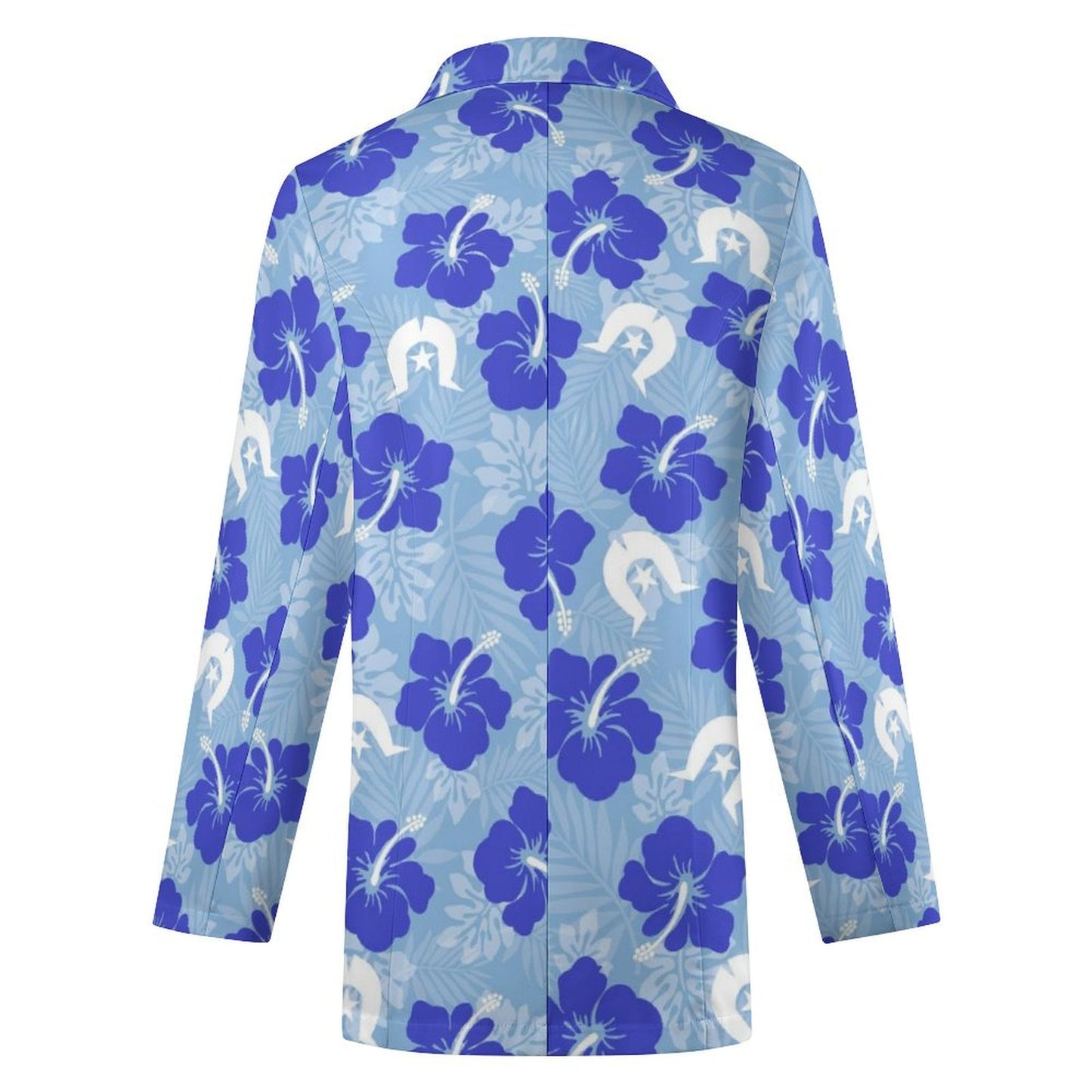 Hibiscus flowers with White Dhari (Sky blue) on Women's Blazer