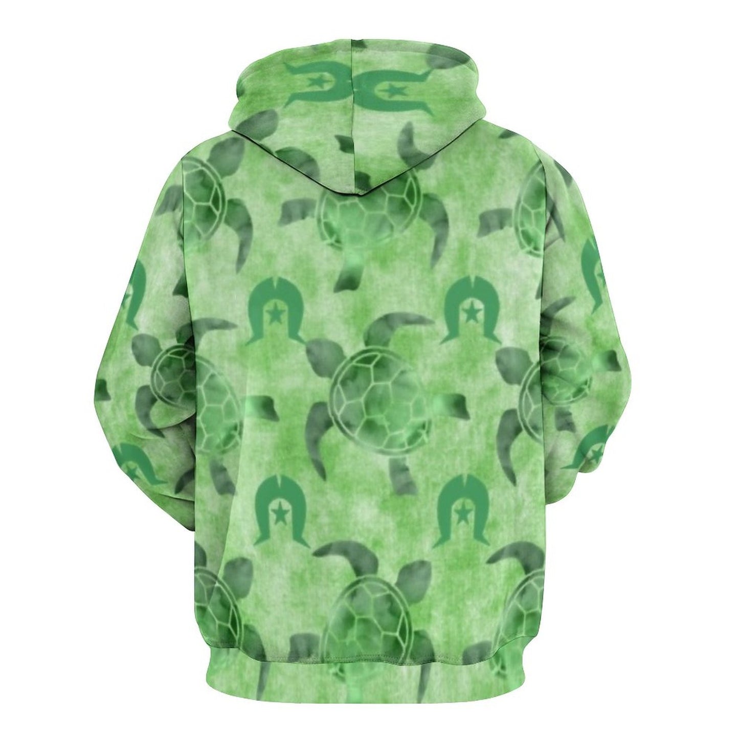 Green Turtle Pattern on Men's Cool Hoodie with Double-layer Cap