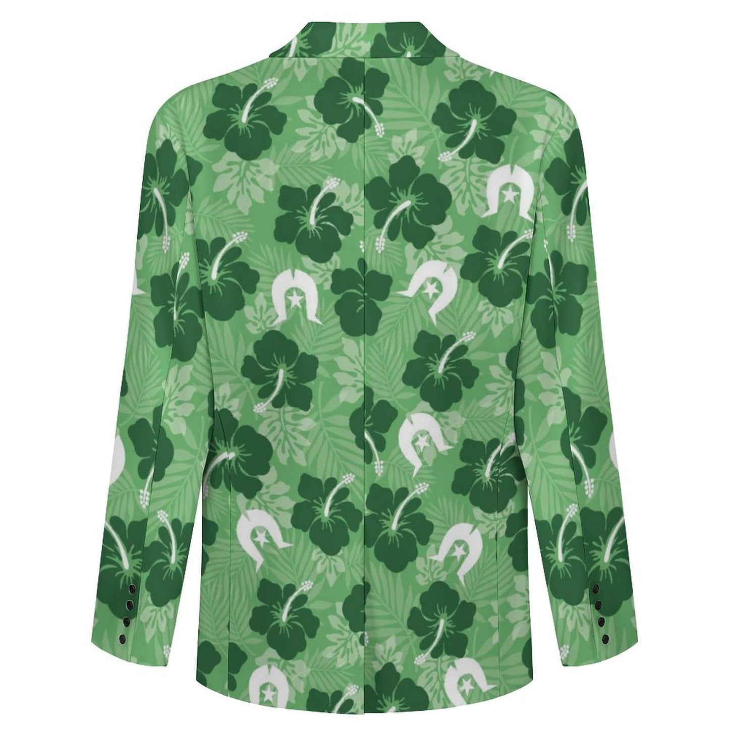 Hibiscus flowers with Dhari (Sea Grass Green) on Men's Blazer