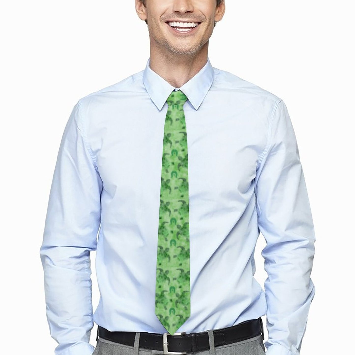 Green Turtle Pattern on Men's Formal Tie