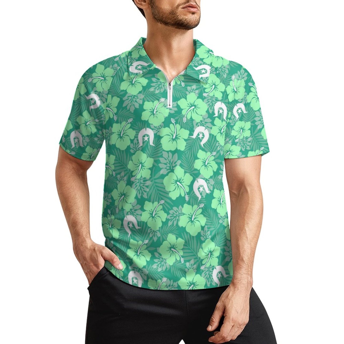 Hibiscus flowers with Dhari (Royal mint) on Short Sleeved Sportswear Men's T Shirt