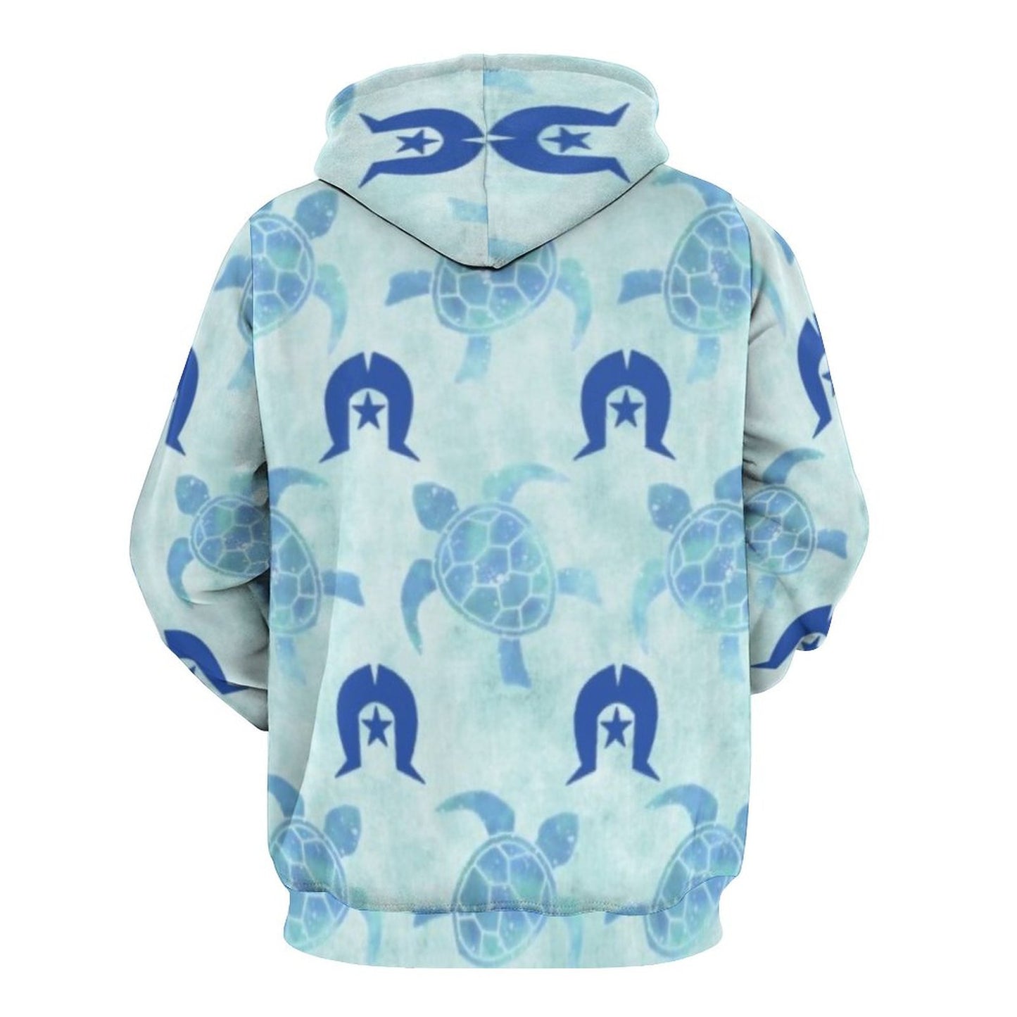 Blue Turtle Pattern on Men's Cool Hoodie with Double-layer Cap