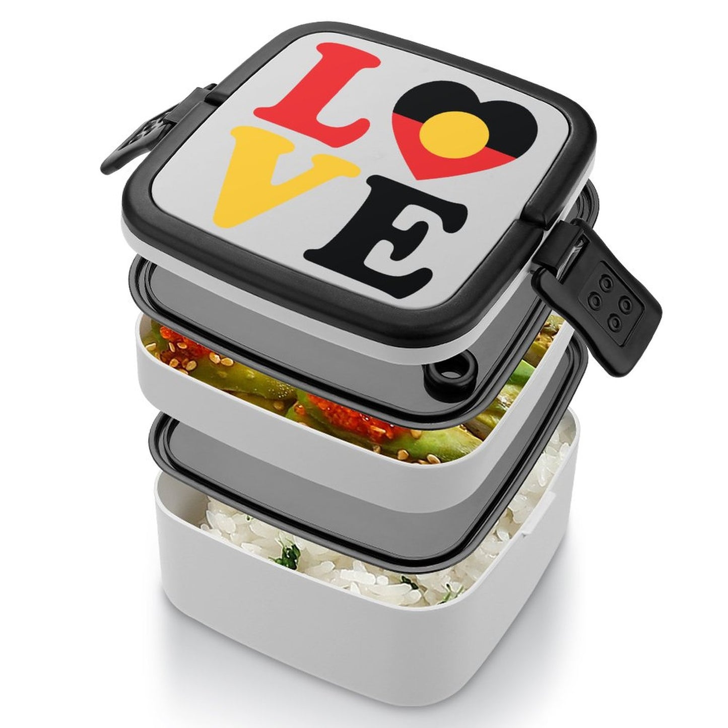 Aboriginal flag with LOVE on 2-Tier Stackable Bento Lunch Box