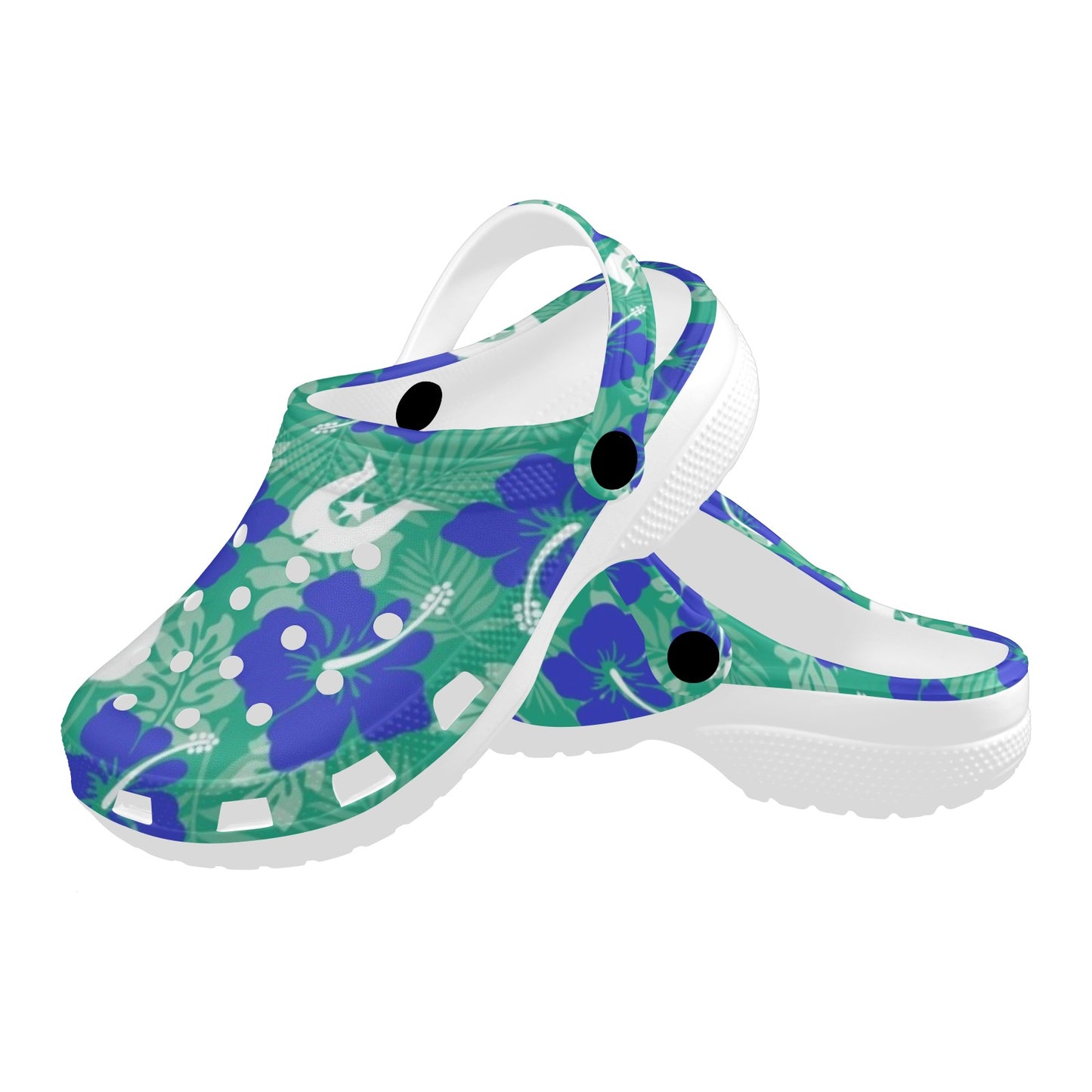 Royal Blue Hibiscus flowers with Dhari on Adults Clogs