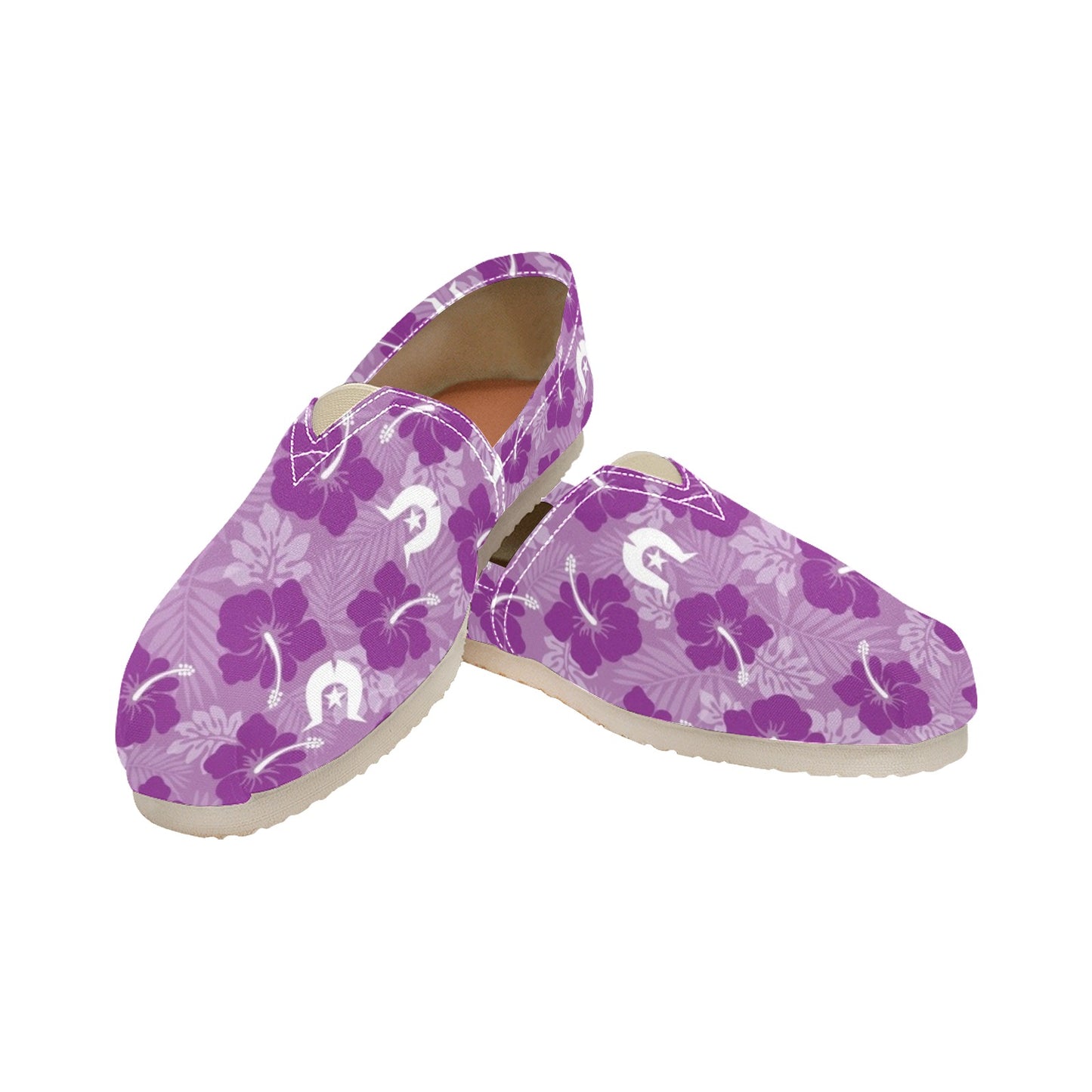 Hibiscus flowers with Dhari (Royal purple) on Men's Classic Canvas Slip-On Shoes