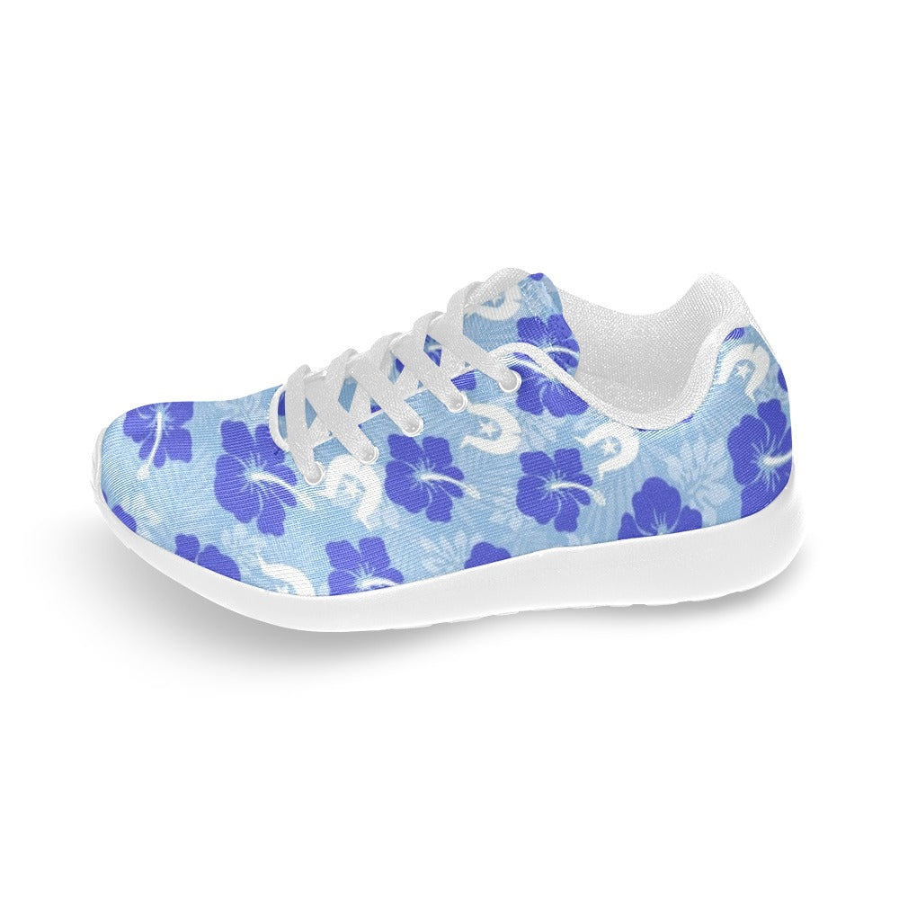 Hibiscus flowers with White Dhari (Sky blue) on Kid's Sneakers