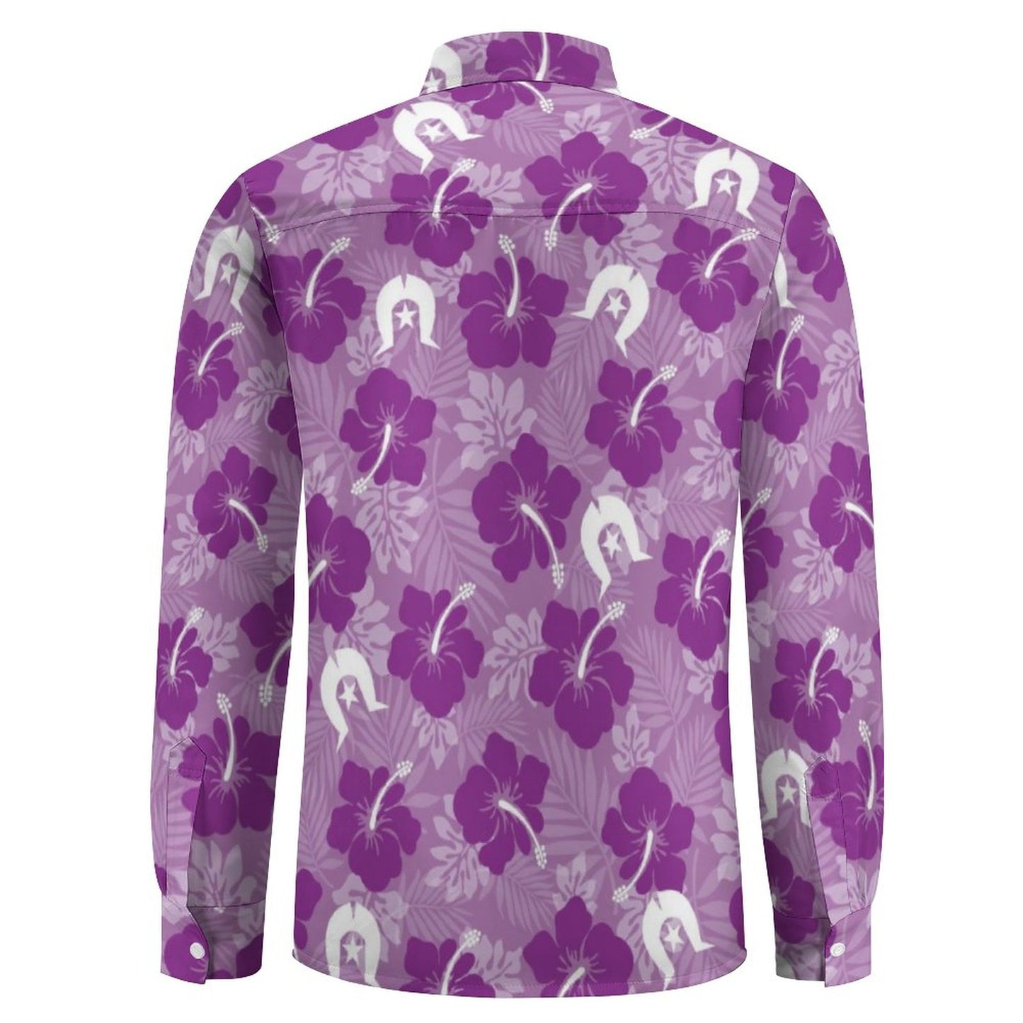 Hibiscus flowers with White Dhari (Royal purple) on Men's Long Sleeve Shirt