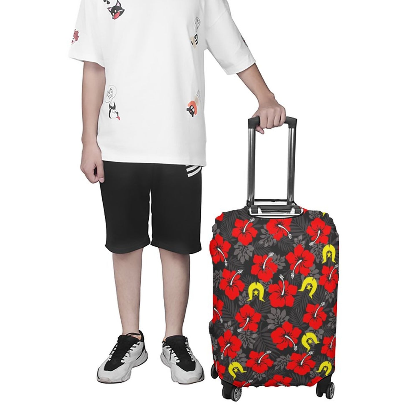 Royal Red Hibiscus with Yellow Dhari on Secure and Stylish Luggage Covers