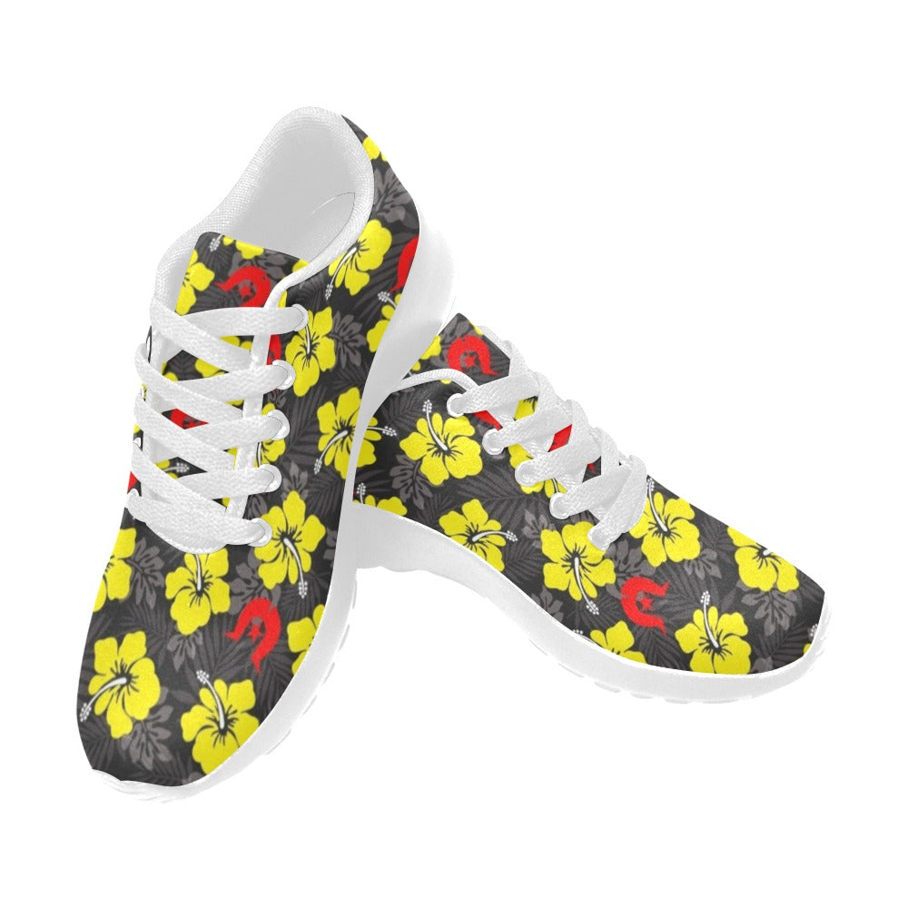 Royal yellow Hibiscus with Red Dhari on Kid's Sneakers