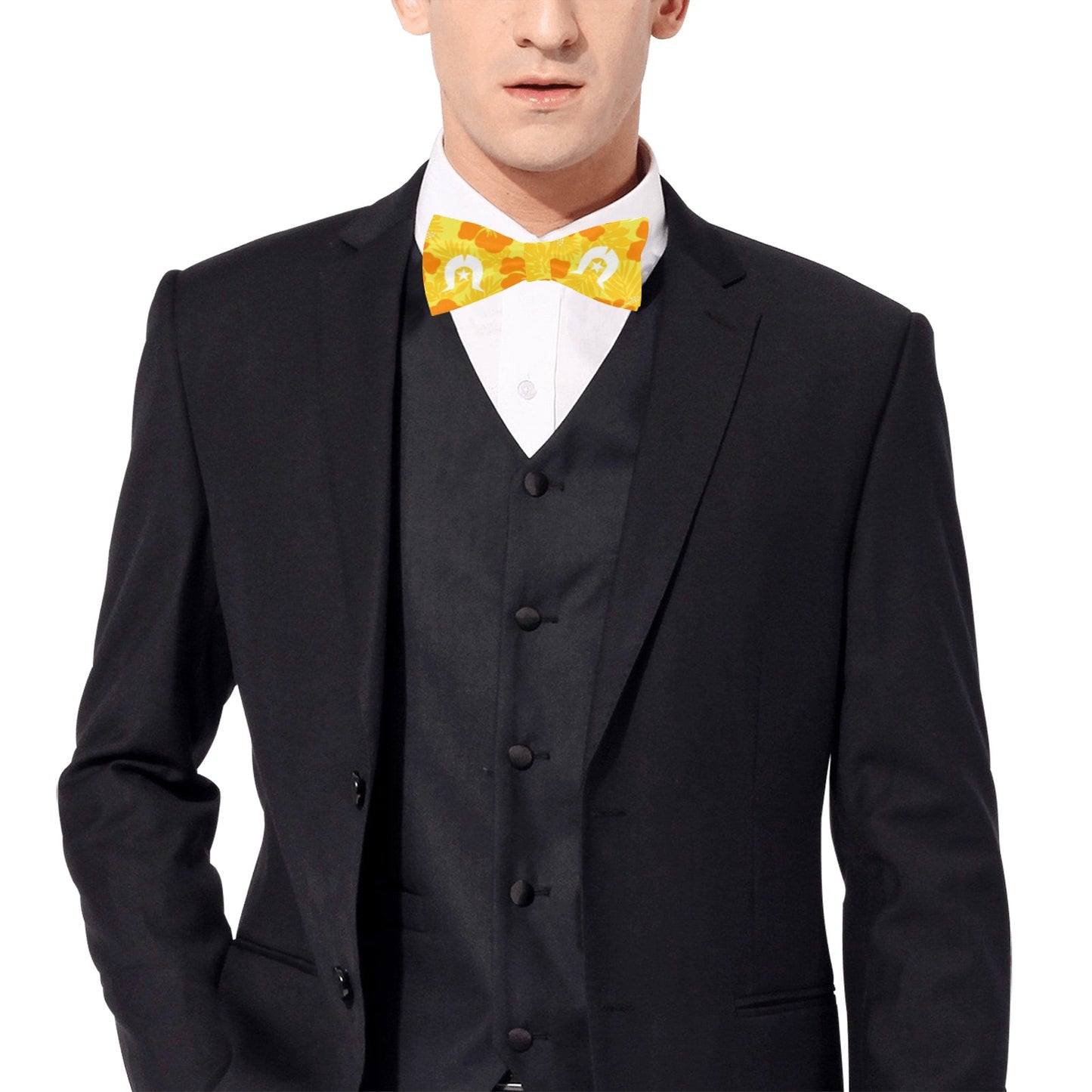 Hibiscus flowers with Dhari (Gold) on Men's Bowtie