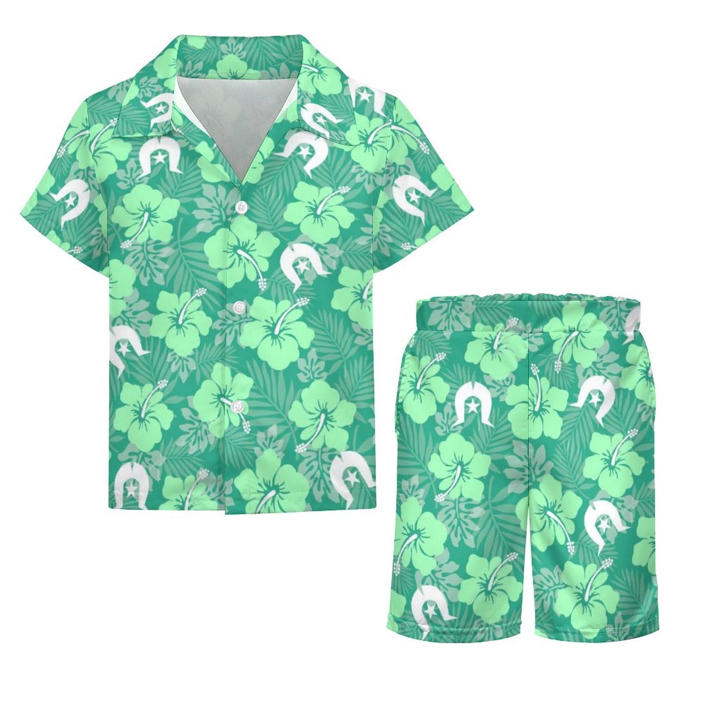 Hibiscus flowers with Dhari (Royal mint) on Youth's/Kid's Casual Beach Outfit