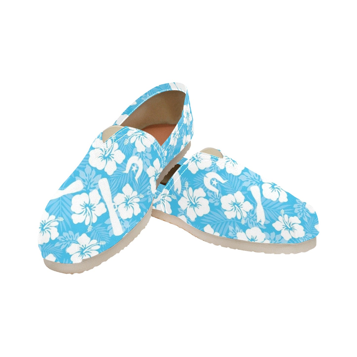 White Hibiscus flowers, Warup and Dhari on Men's Classic Canvas Slip-On Shoes