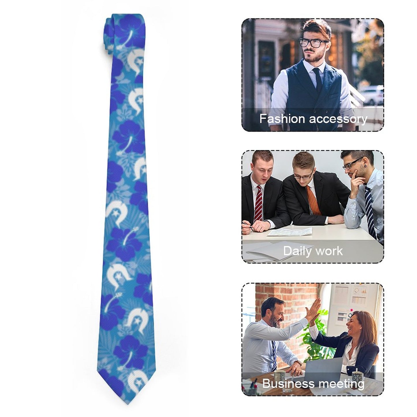 Hibiscus flowers with Dhari (Royal blue) on Men's Formal Tie