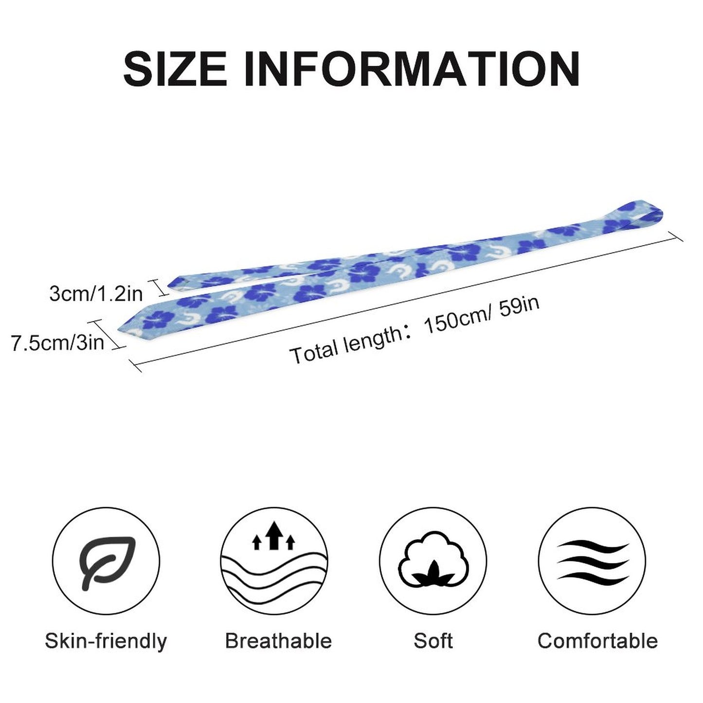 Hibiscus flowers with White Dhari (Sky blue) on Men's Formal Tie