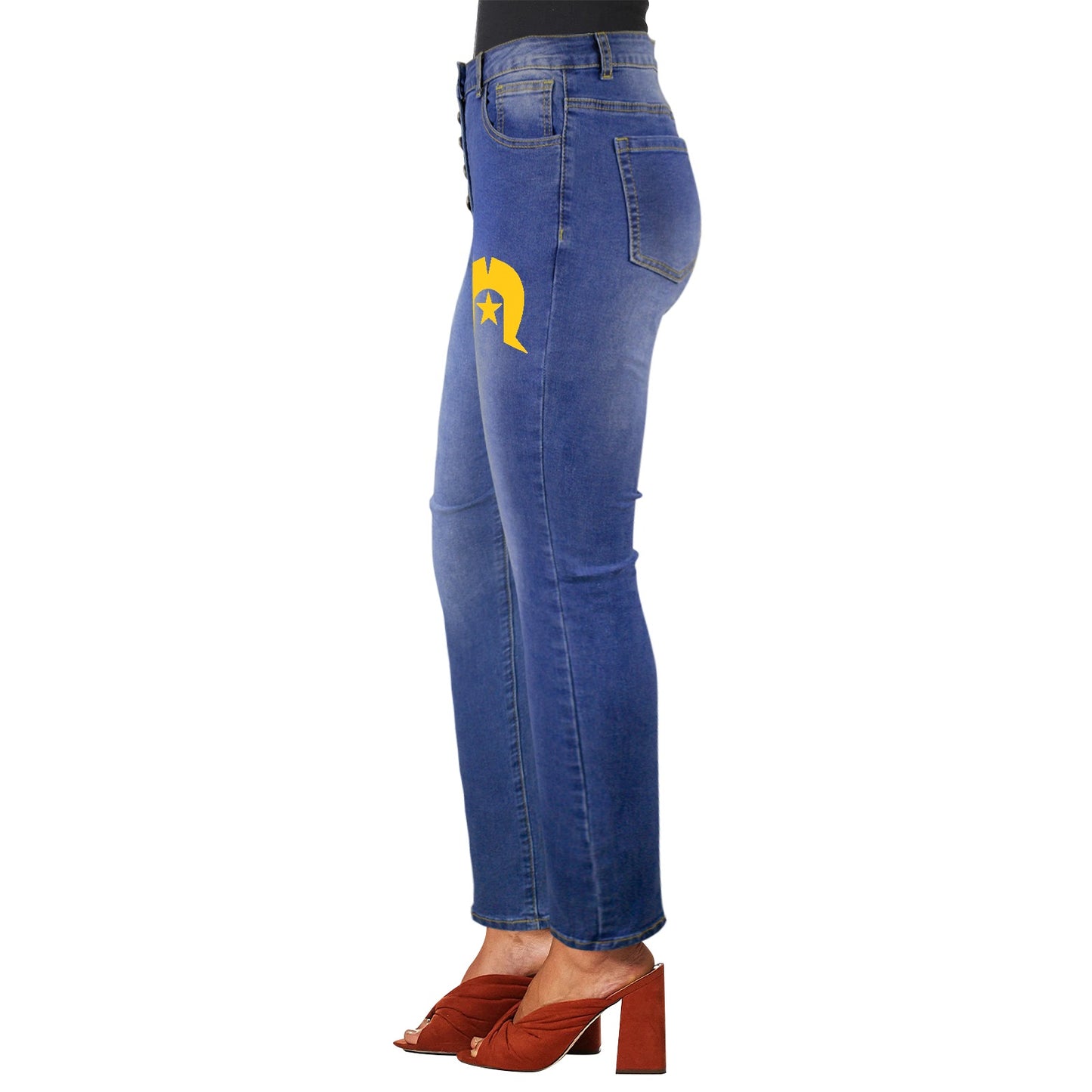 Gold coloured Dhari on Women's Jeans