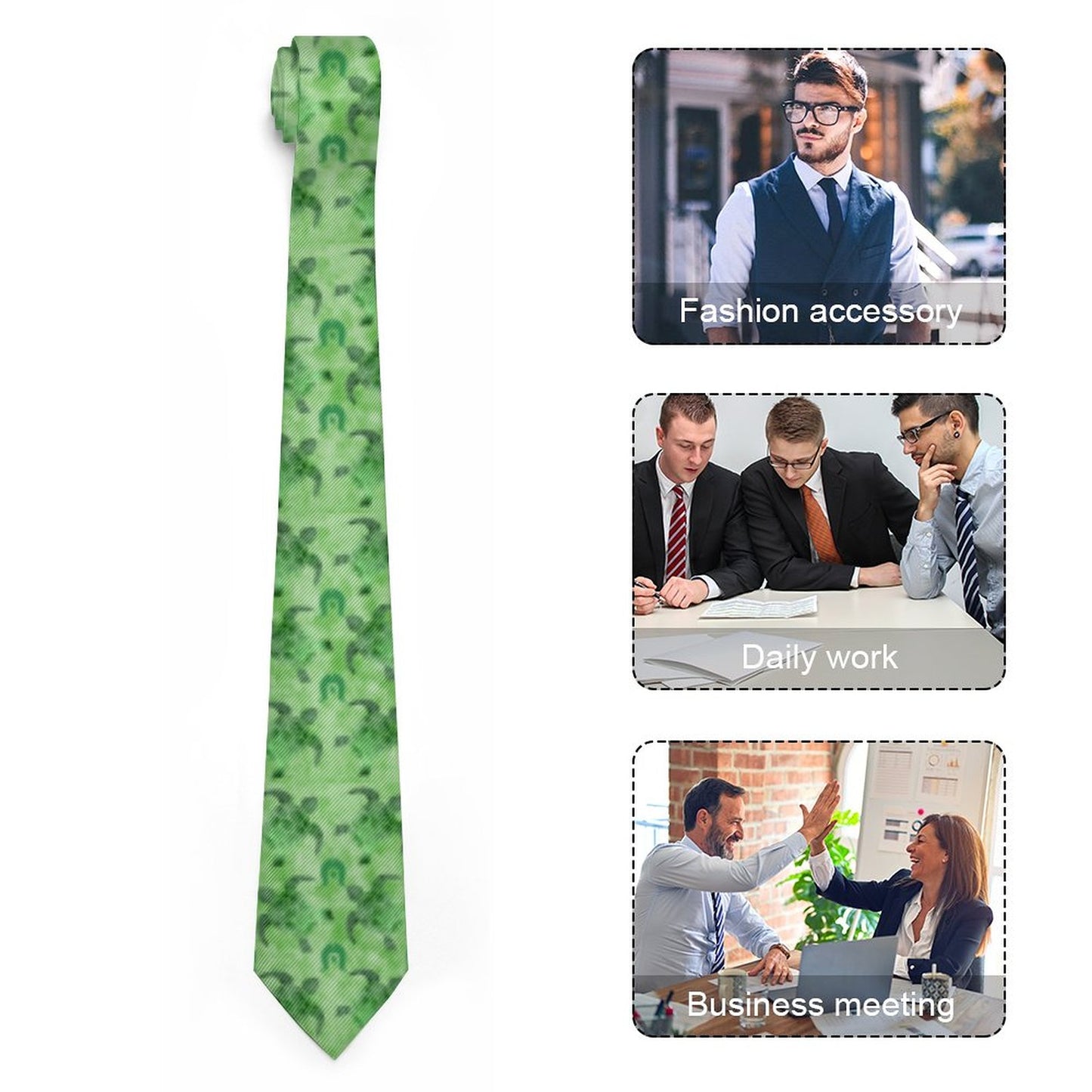Green Turtle Pattern on Men's Formal Tie