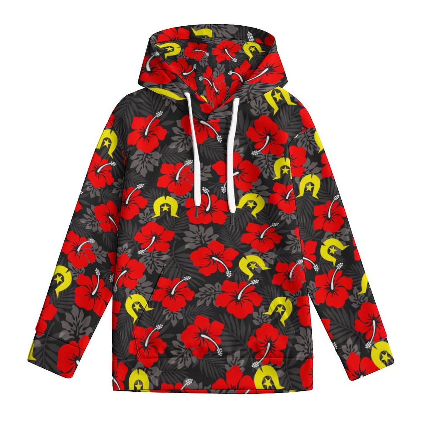 Royal Red Hibiscus with Yellow Dhari on Youth's Hoodie