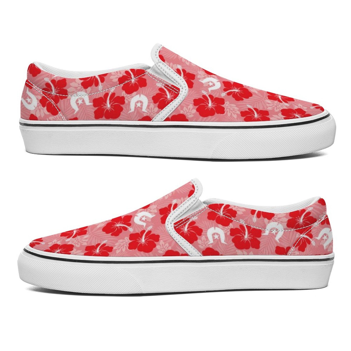 Hibiscus flowers with Dhari (Royal Pink) on Canvas Shoes for Teenagers