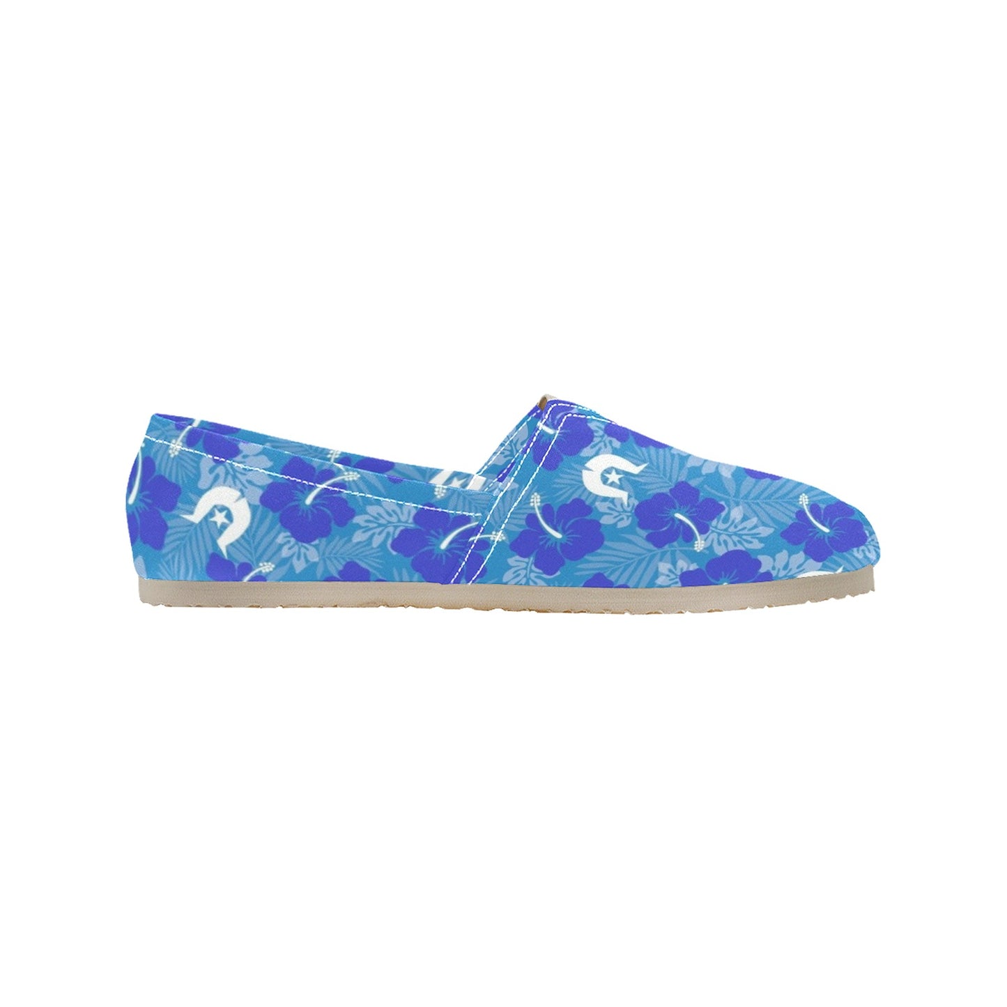 Hibiscus flowers with Dhari (Royal blue) on Men's Classic Canvas Slip-On Shoes