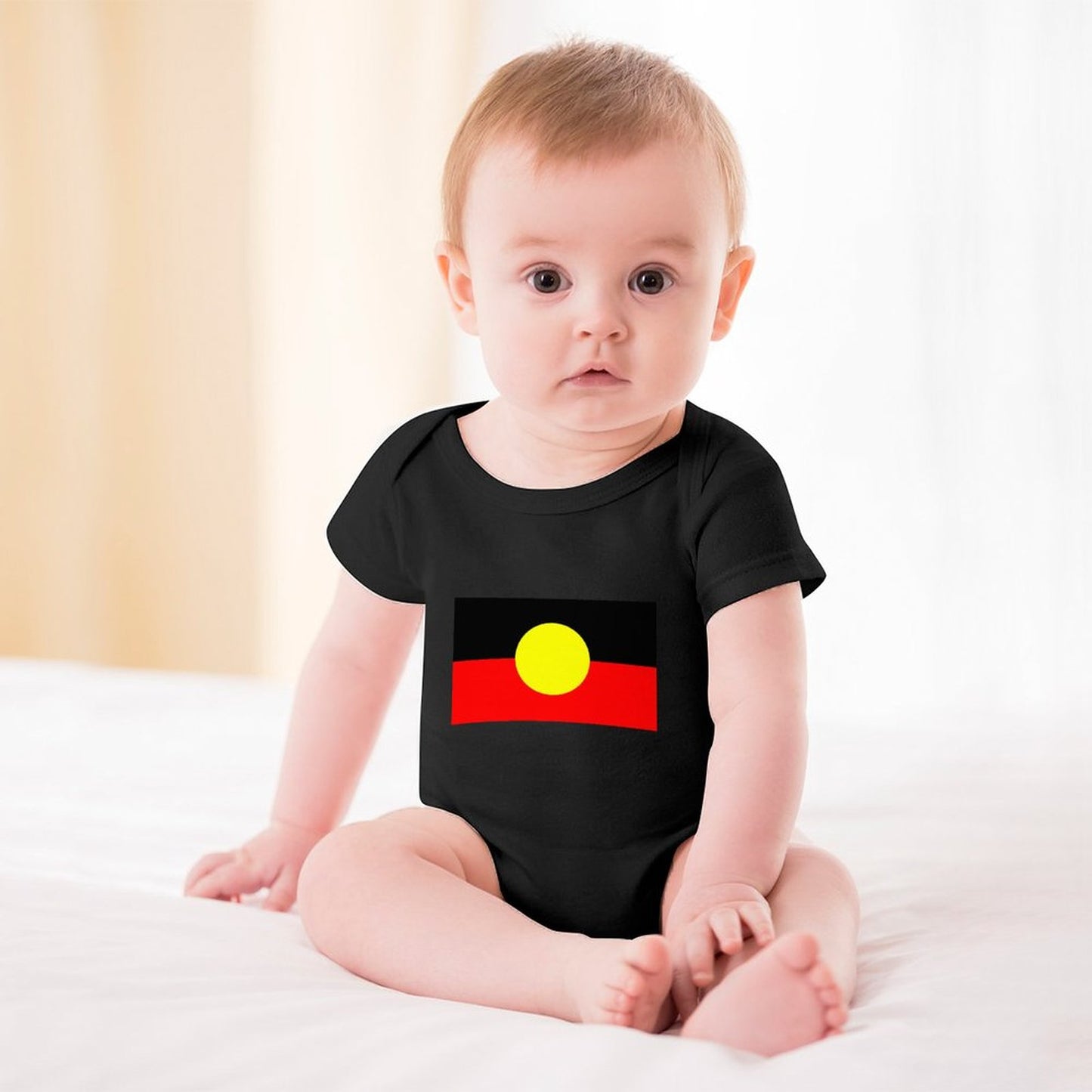 Aboriginal Flag on Short Sleeve Baby Romper