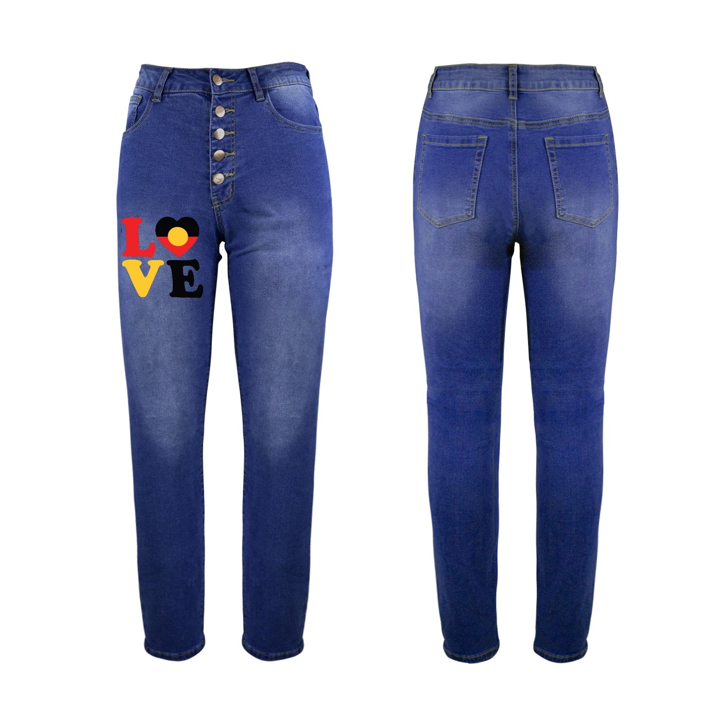 Aboriginal Flag with 'LOVE on 'Women's Jeans