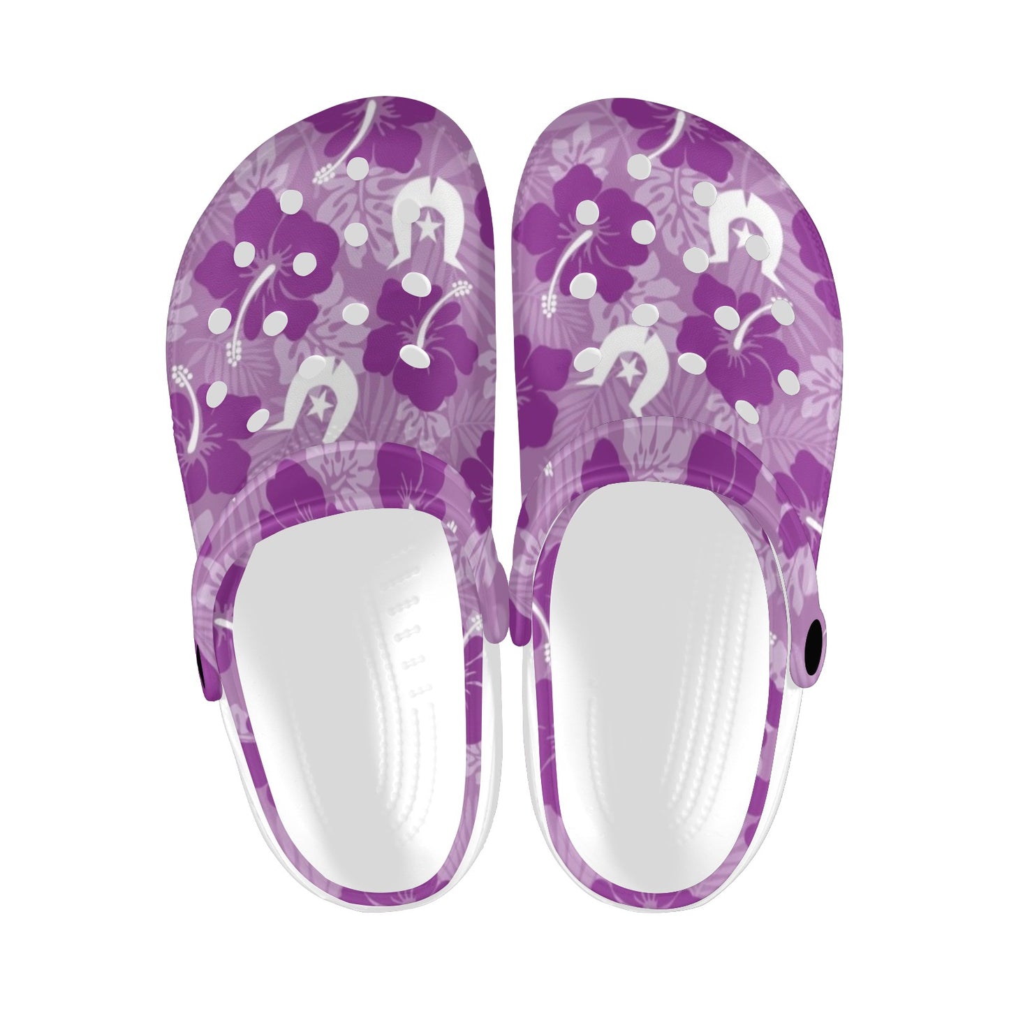 Hibiscus flowers with Dhari (Royal purple) on Adults Clogs
