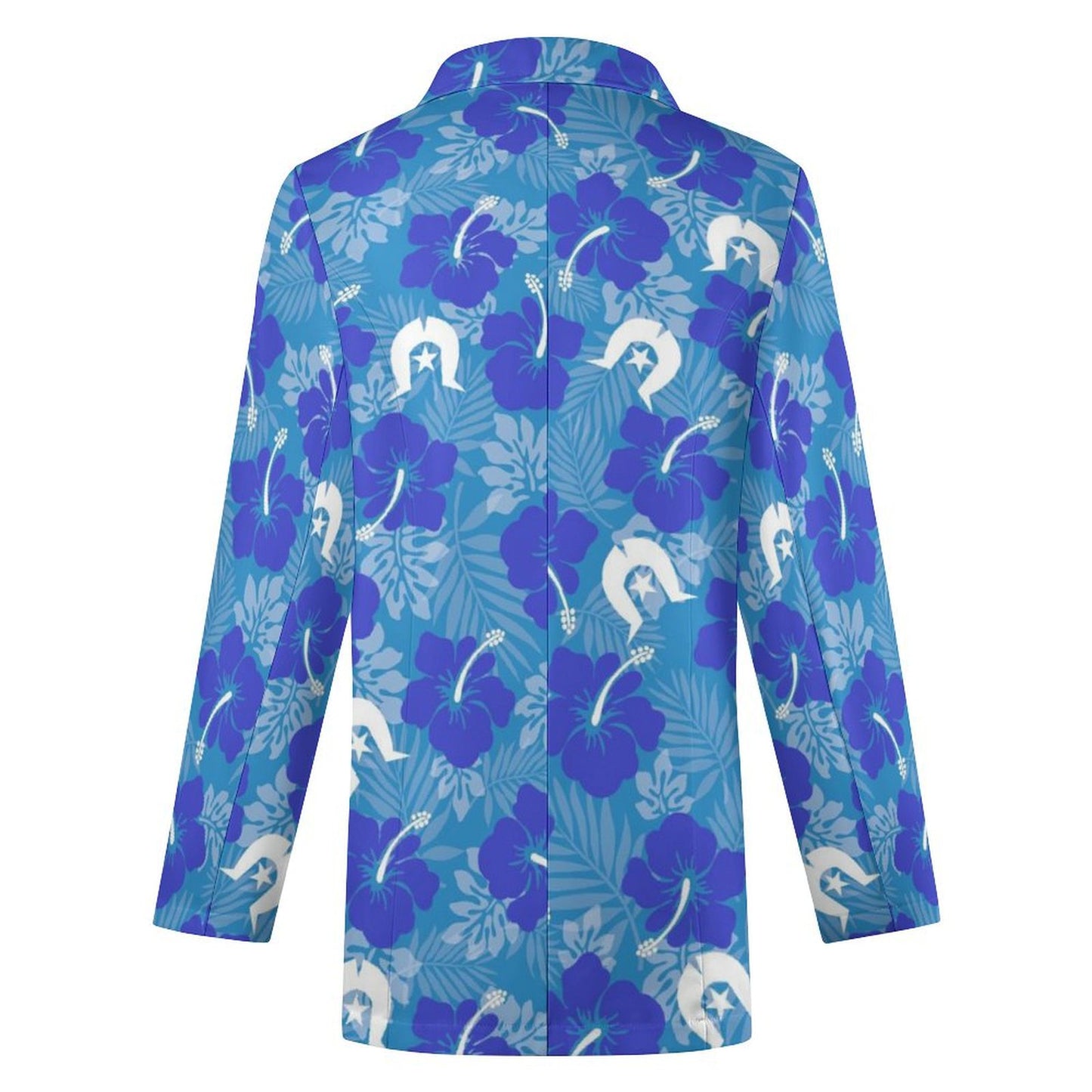 Hibiscus flowers with Dhari (Royal blue) on Women's Blazer