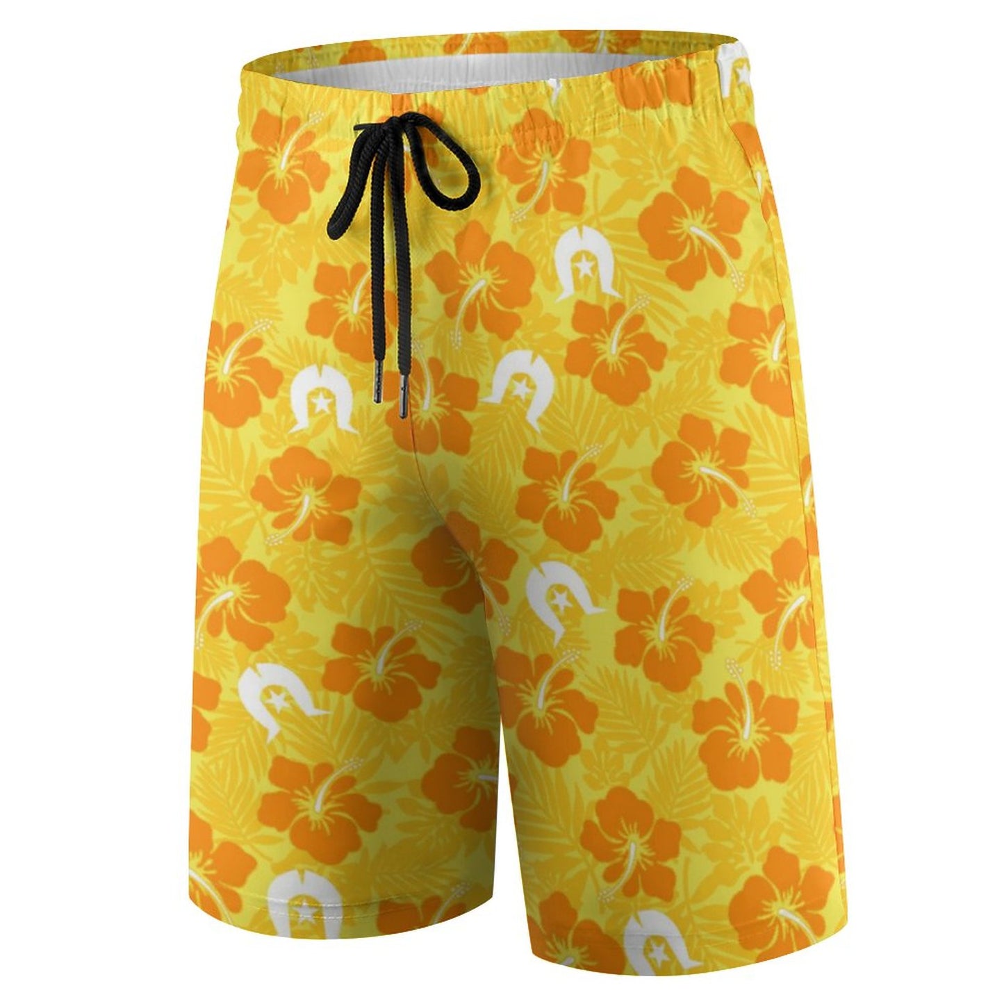 Hibiscus flowers with Dhari (Gold) on Kid's Beach Pants