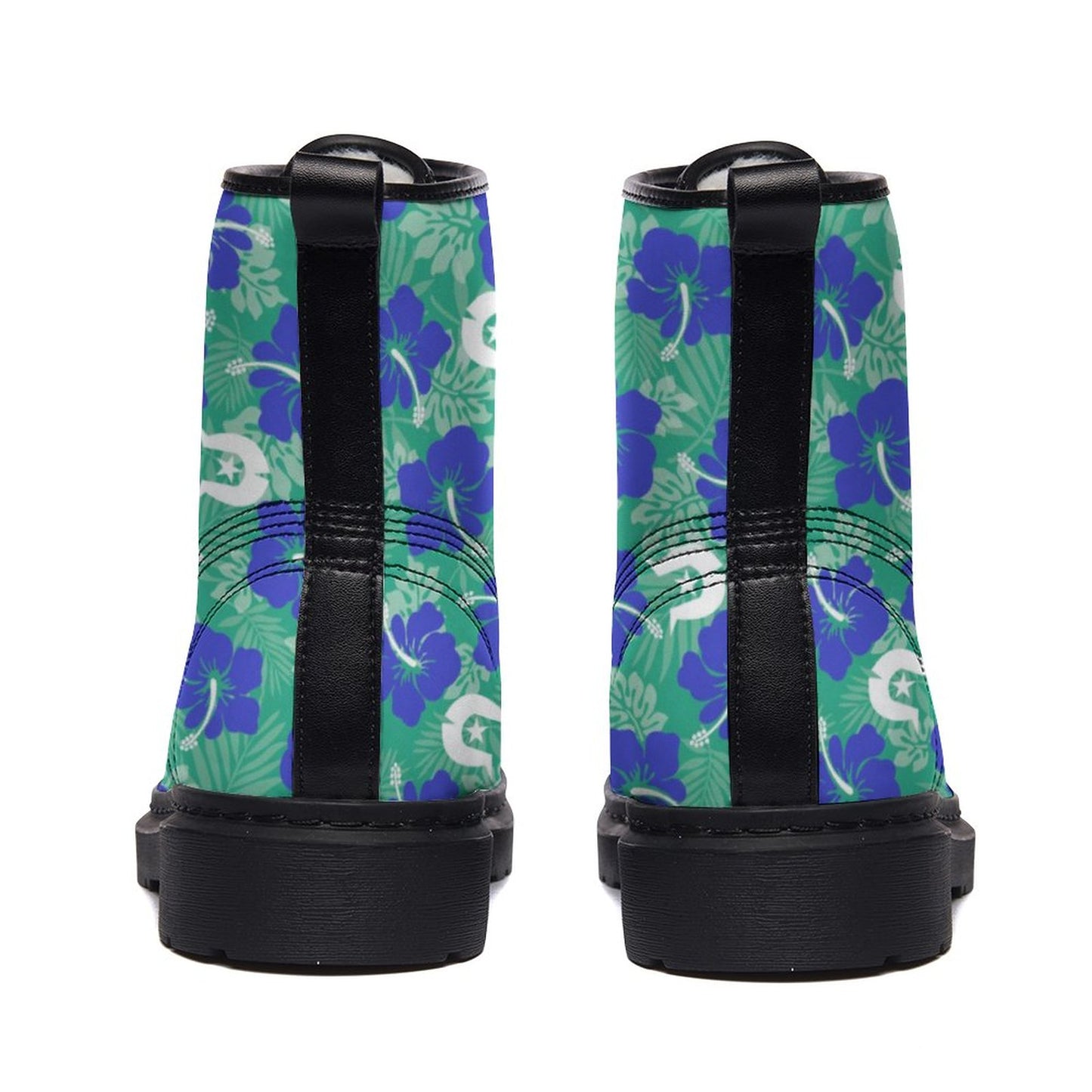 Royal Blue Hibiscus flowers with Dhari on Unisex Boots for Men and Women