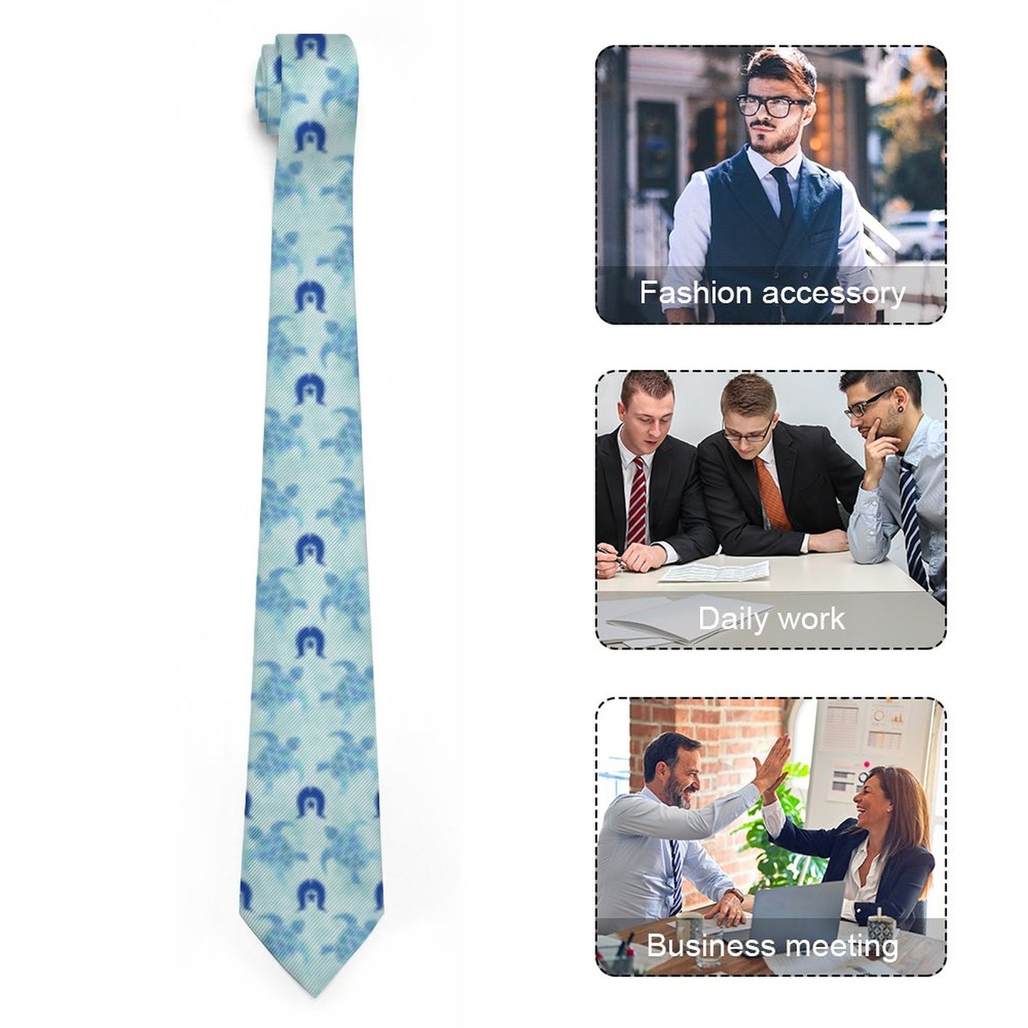 Blue Turtle Pattern on Men's Formal Tie