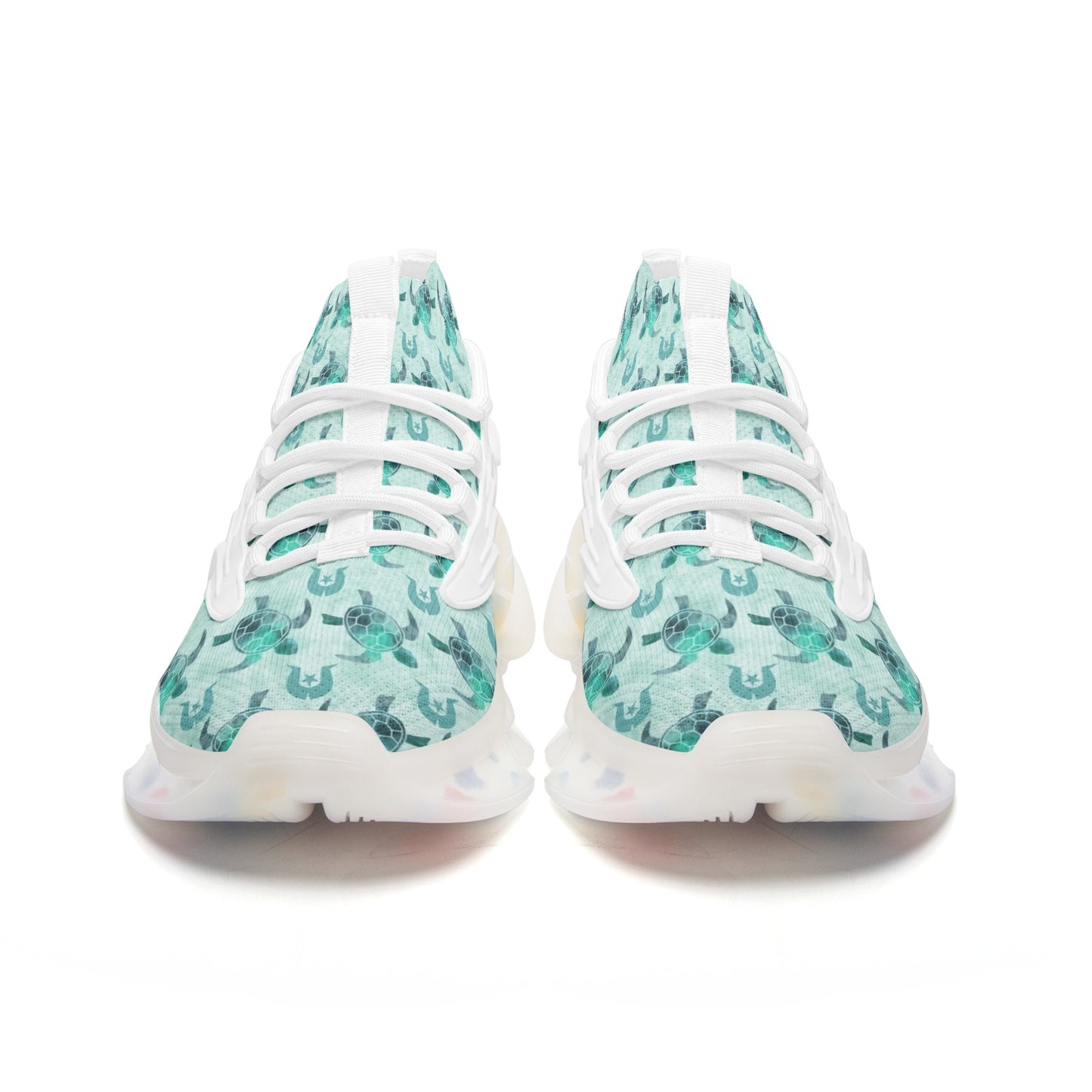 Aqua Turtle Pattern on Unisex Low Top Mesh Sneakers