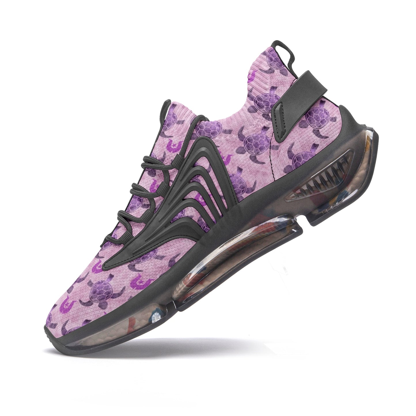 Purple Turtle Pattern on Unisex Low Top Mesh Sneakers