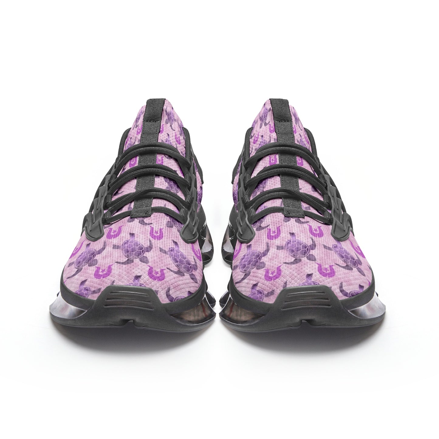 Purple Turtle Pattern on Unisex Low Top Mesh Sneakers